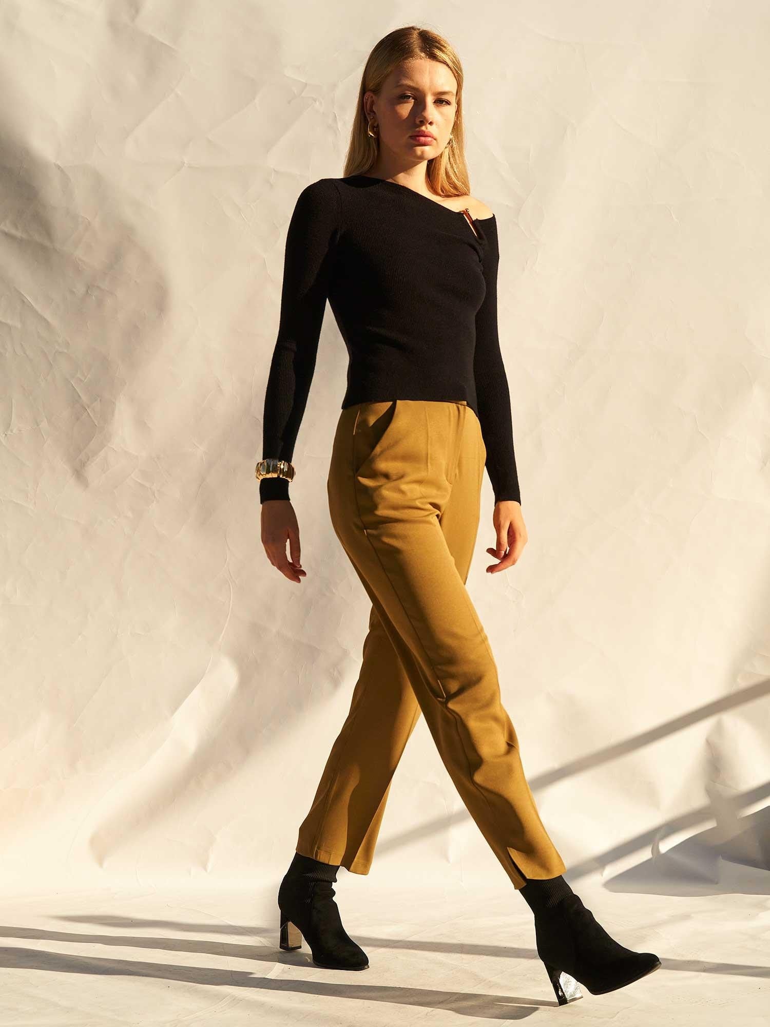 High Waist Slit Detail Carrot Trousers - Lefon - by Peralane - photo 5