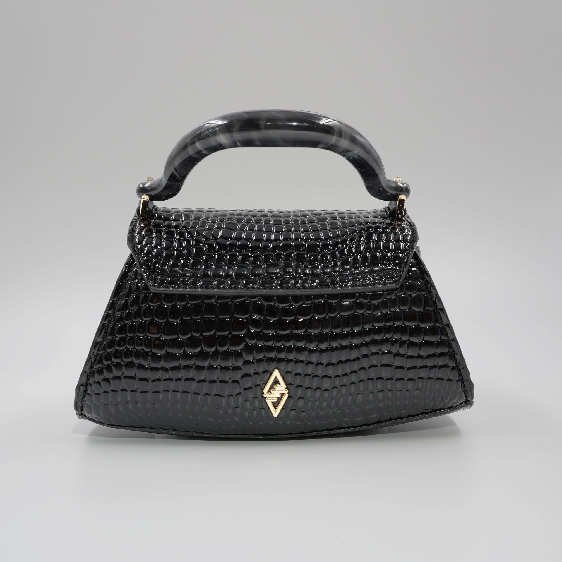 Luisa Black Croco-Embossed Vegan Leather Women's Handbag - Aron Atelier - by Peralane - photo 5
