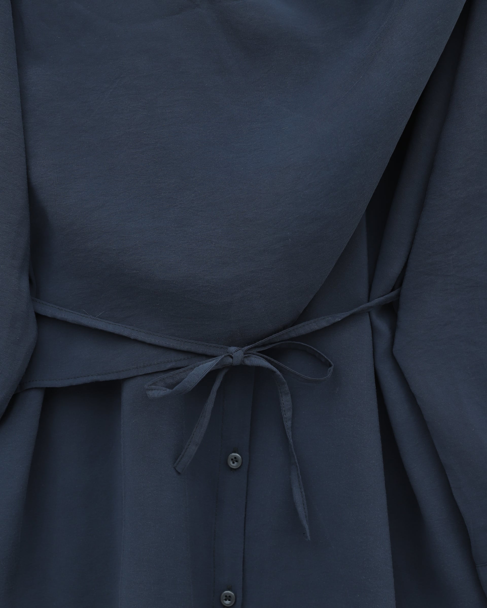 Women's Modest Long-Sleeve Modal Shirt with Double-Layer Front and Tie Detail – Navy - Podyumplus - by Peralane - photo 5