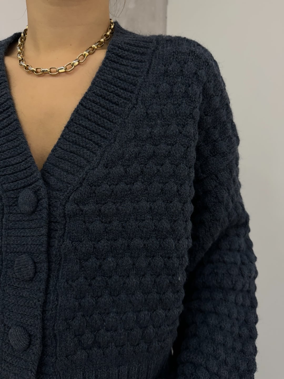 Indigo Chunky Knit Button-Front Cardigan - Podyumplus - by Peralane - photo 4