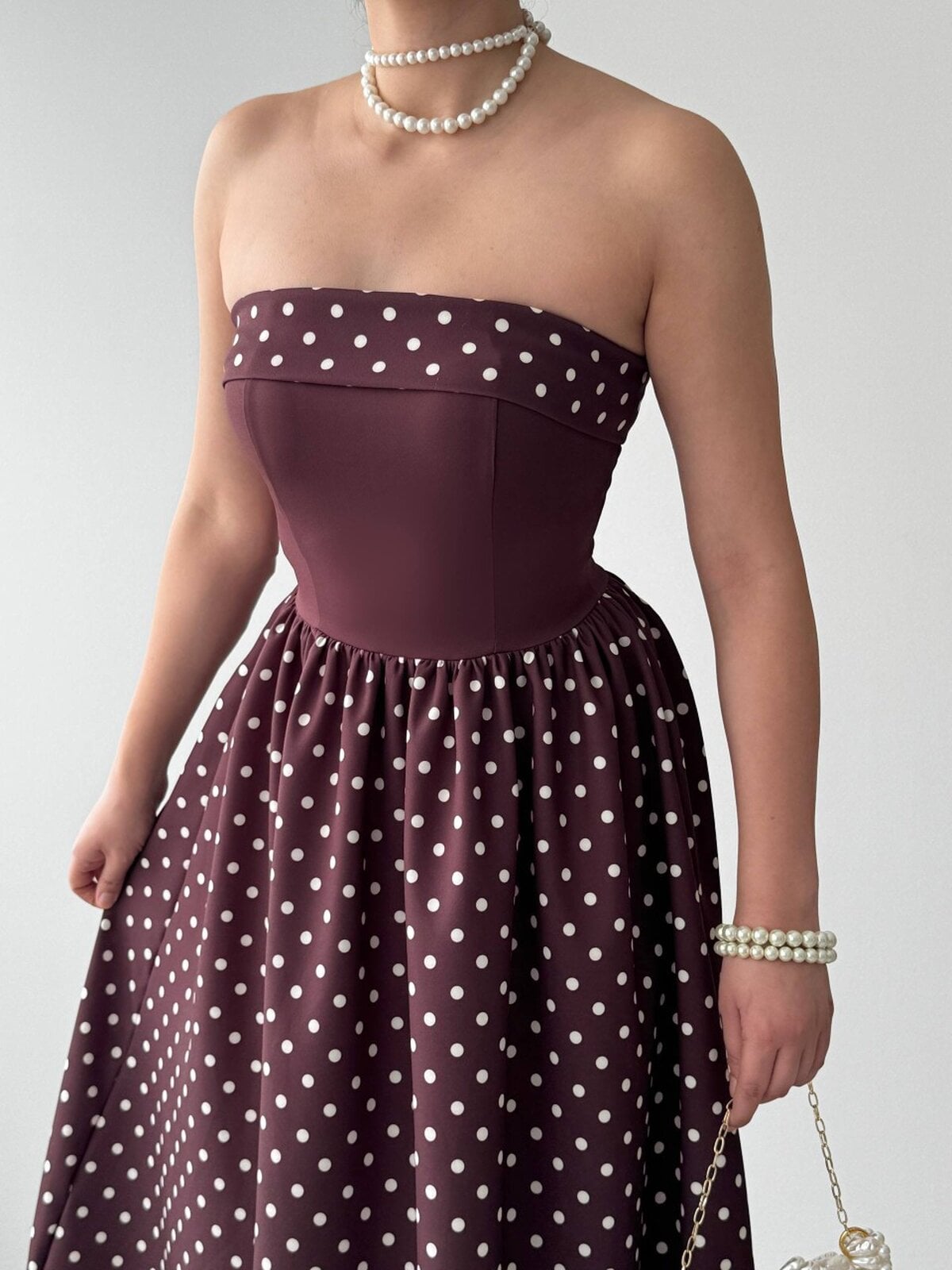Women's Strapless Polka Dot Dress with Headscarf Set - Etika - by Peralane - photo 3