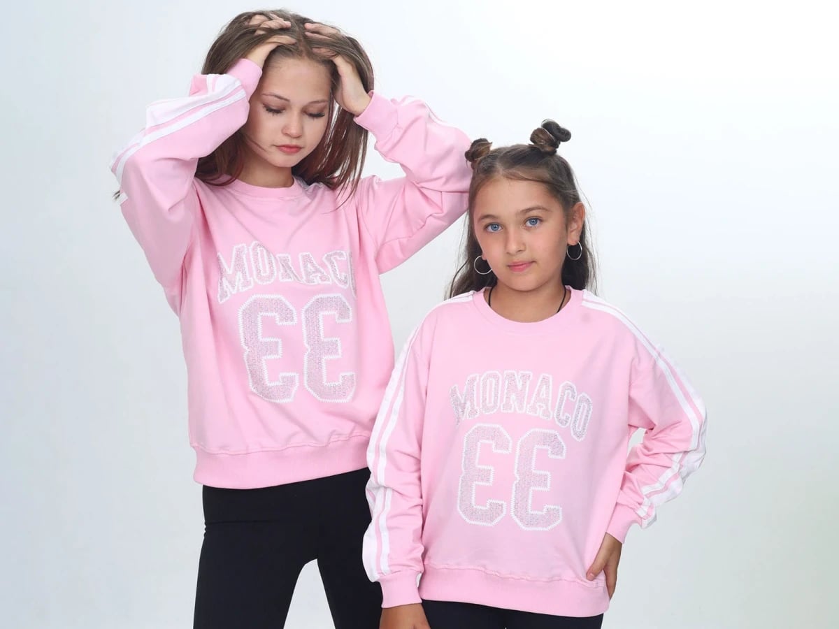 Monaco Print Girls Sweatshirt - Pink - Vizviz - by Peralane