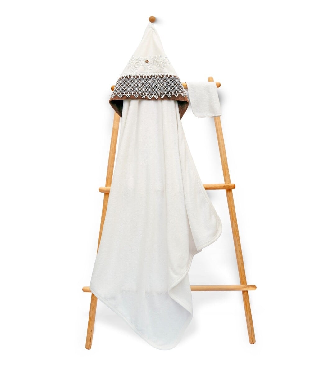 Unisex Kids Hooded Towel and Bath Bag Set 85x85cm Brown - Babyline - by Peralane