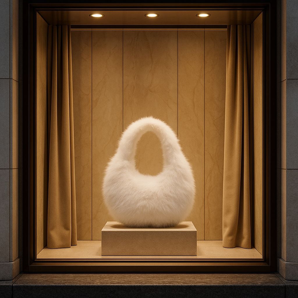 White Faux Fur Crescent Handbag - Nesvay - by Peralane - photo 2