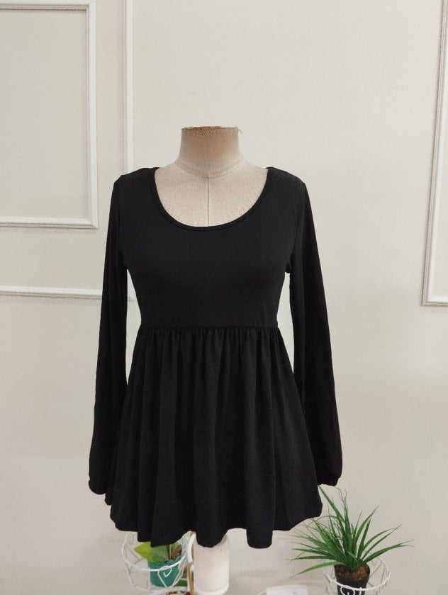 Women's Long Sleeve Round Neck Viscose Tunic with Front Draped Detail - Janes - by Peralane - photo 2