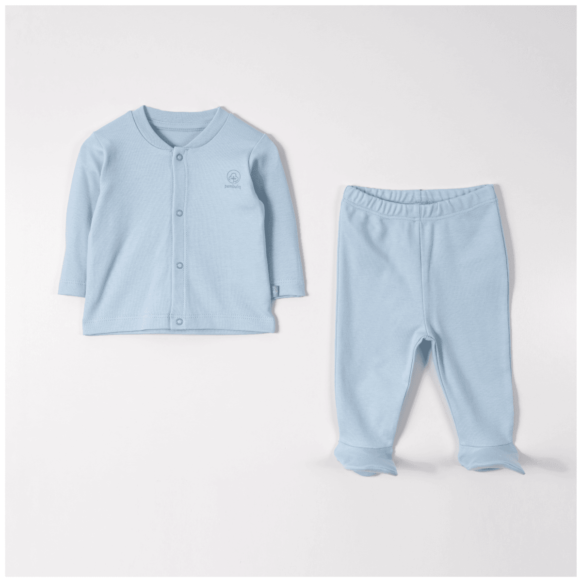 Baby 3-Pack Sleepwear Set - Light Blue with Footed Pants - Pambuliq - by Peralane