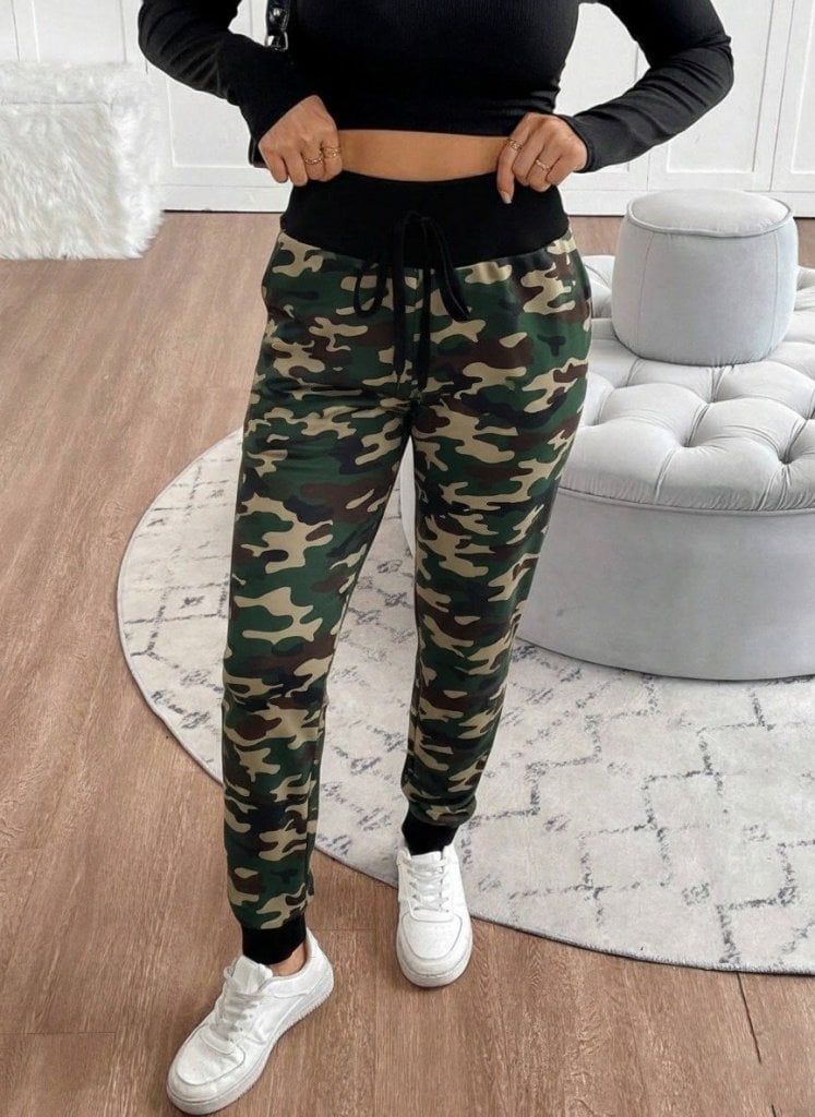 Women's High Waist Drawstring Patterned Two-Thread Trousers - Janes - by Peralane - photo 5