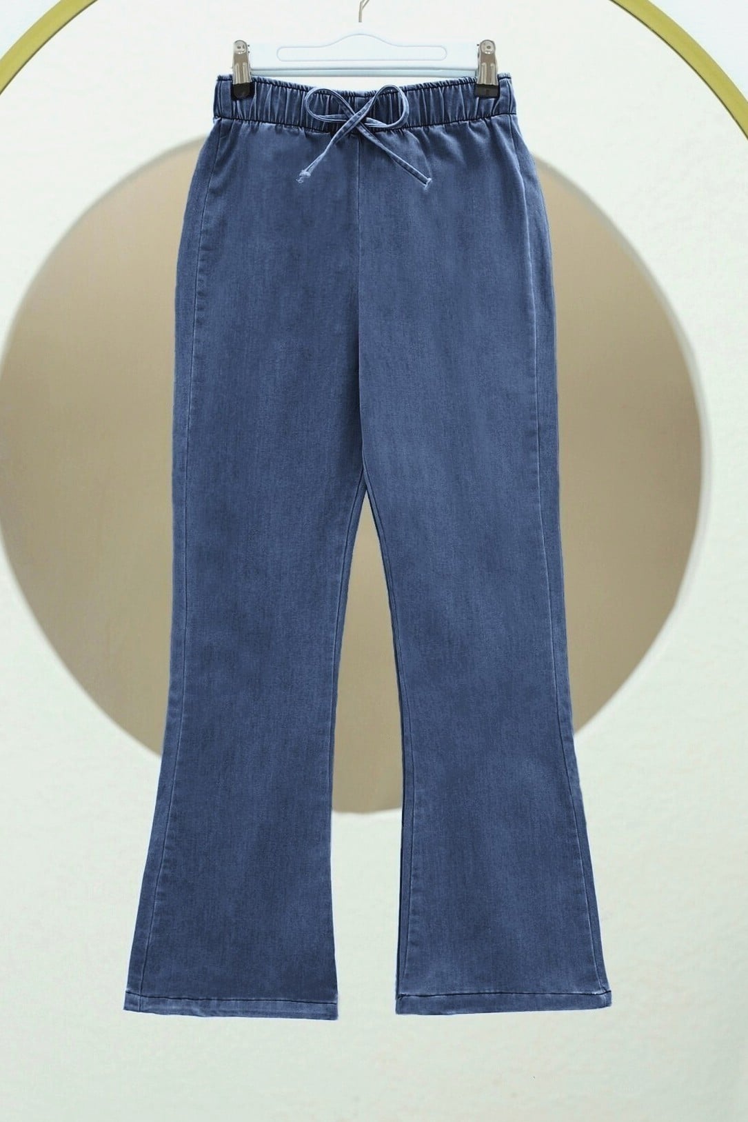 Ice Blue Tie-Detail Wide-Leg Denim Trousers - Podyumplus - by Peralane - photo 7