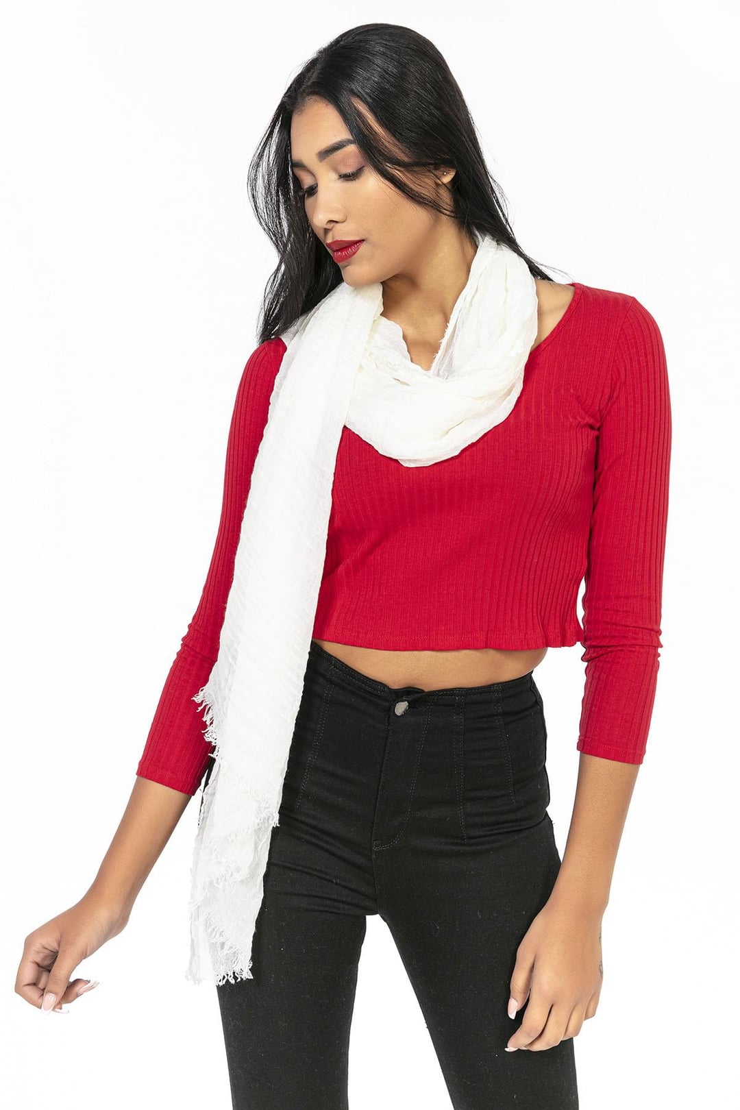 Ecru Crinkled Scarf - Nesvay - by Peralane - photo 2