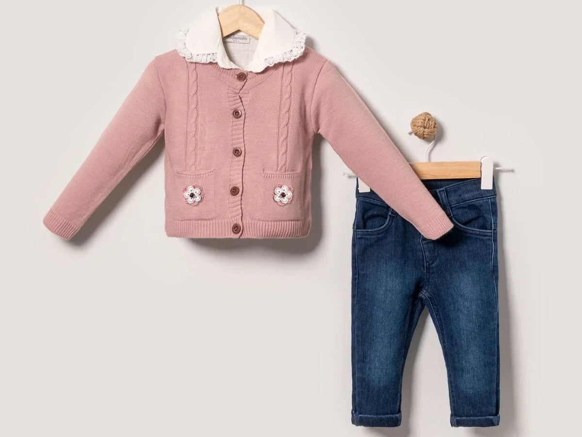 Lace Detail Cardigan 3-Piece Girl's Set - Eymus - by Peralane