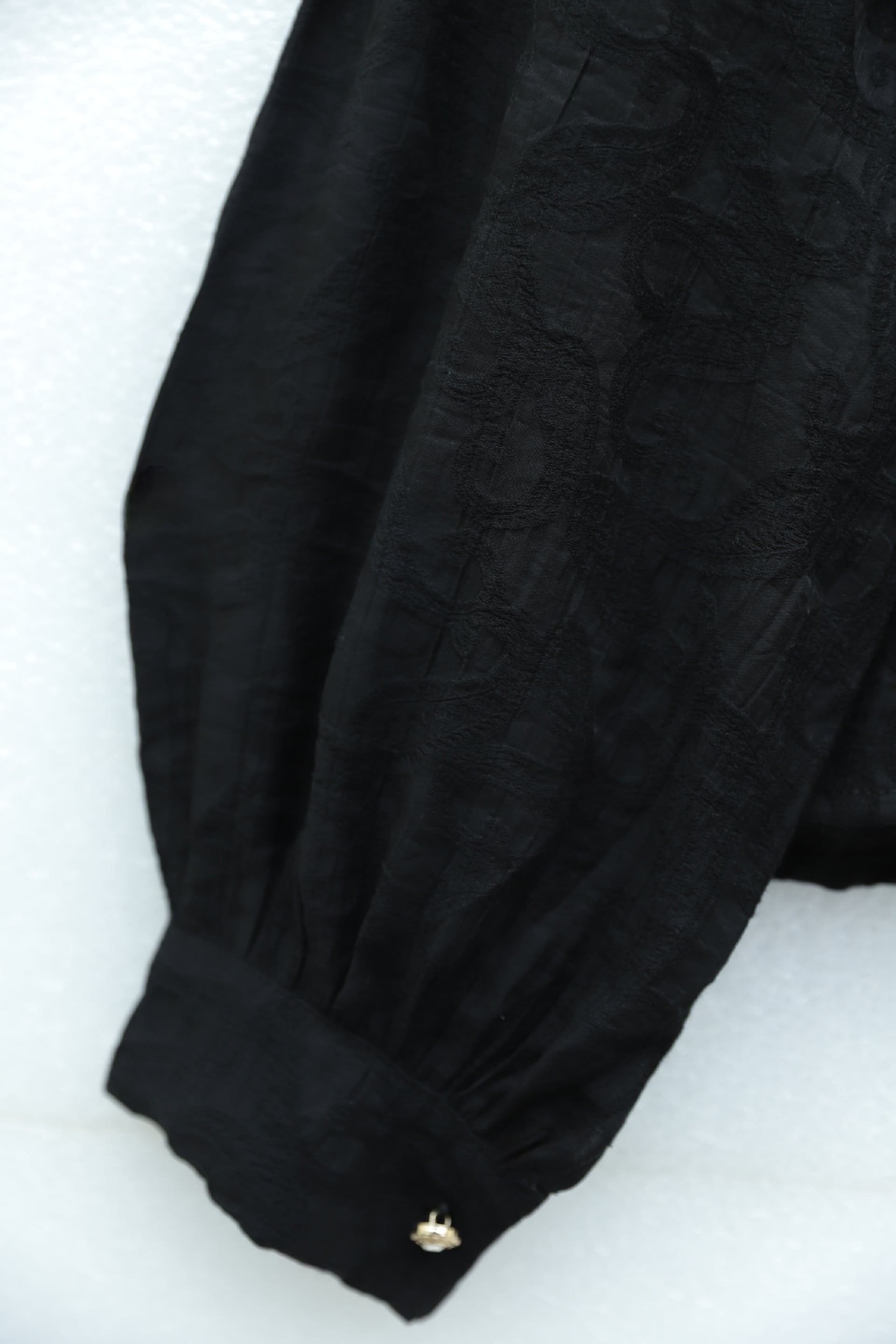 Stone Button Waist Tie Skirted Jacquard Set - Black - Podyumplus - by Peralane - photo 4