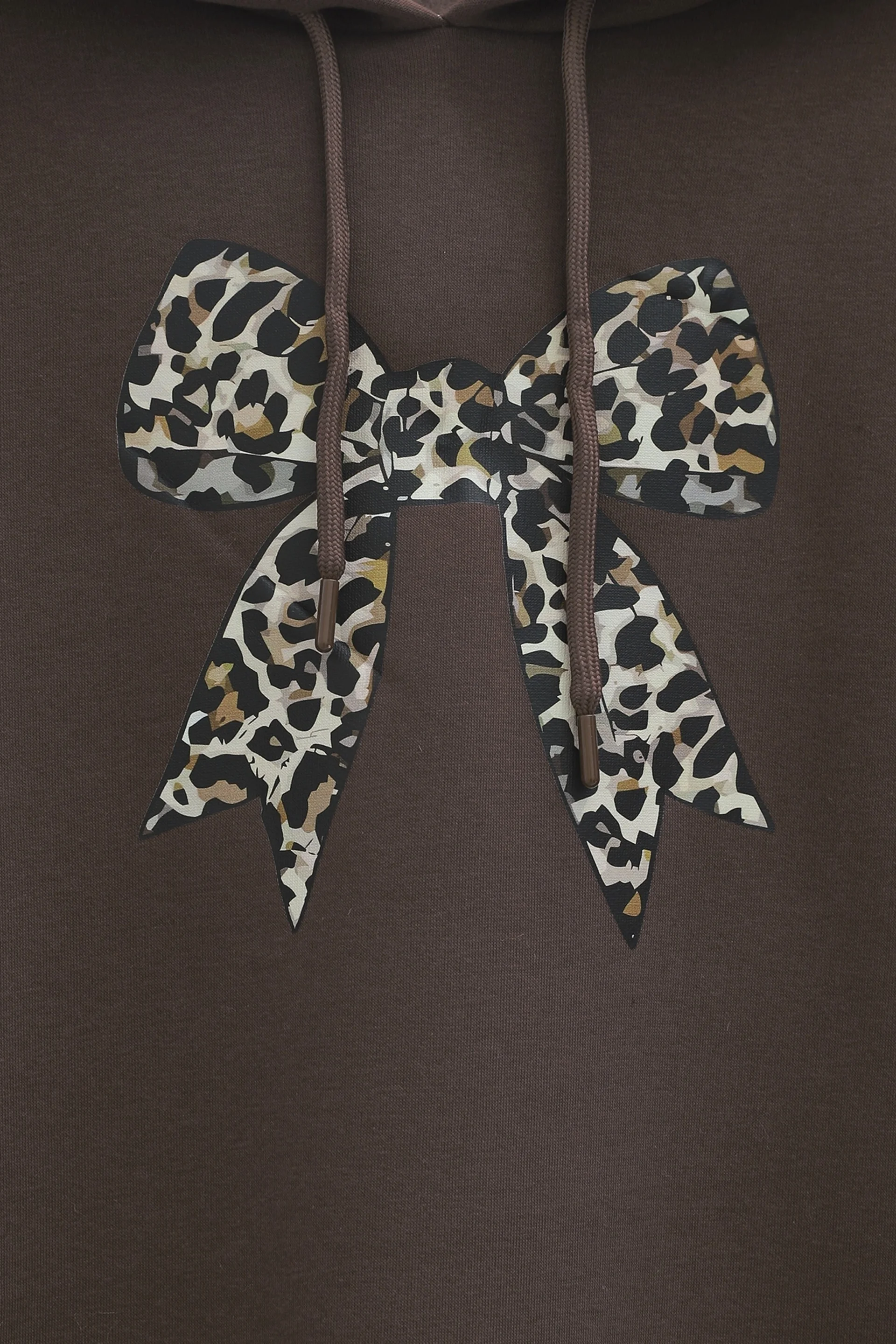 Bow Detail Hooded Sweatshirt with Trousers Set - Brown - Podyumplus - by Peralane - photo 5