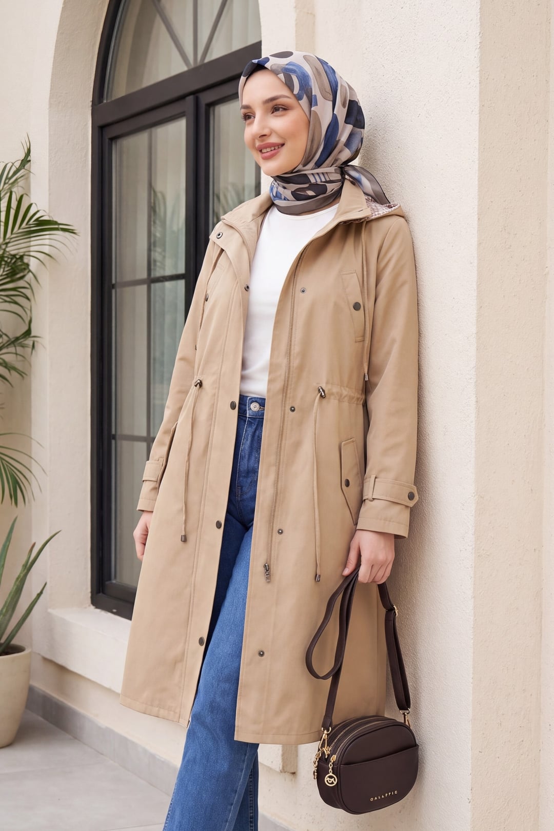 Striped Lined Trench Coat - Light Beige - Podyumplus - by Peralane - photo 4