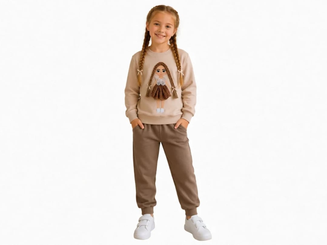 Girls' Printed Two-Piece Set - Brown - Miss Melinda - by Peralane