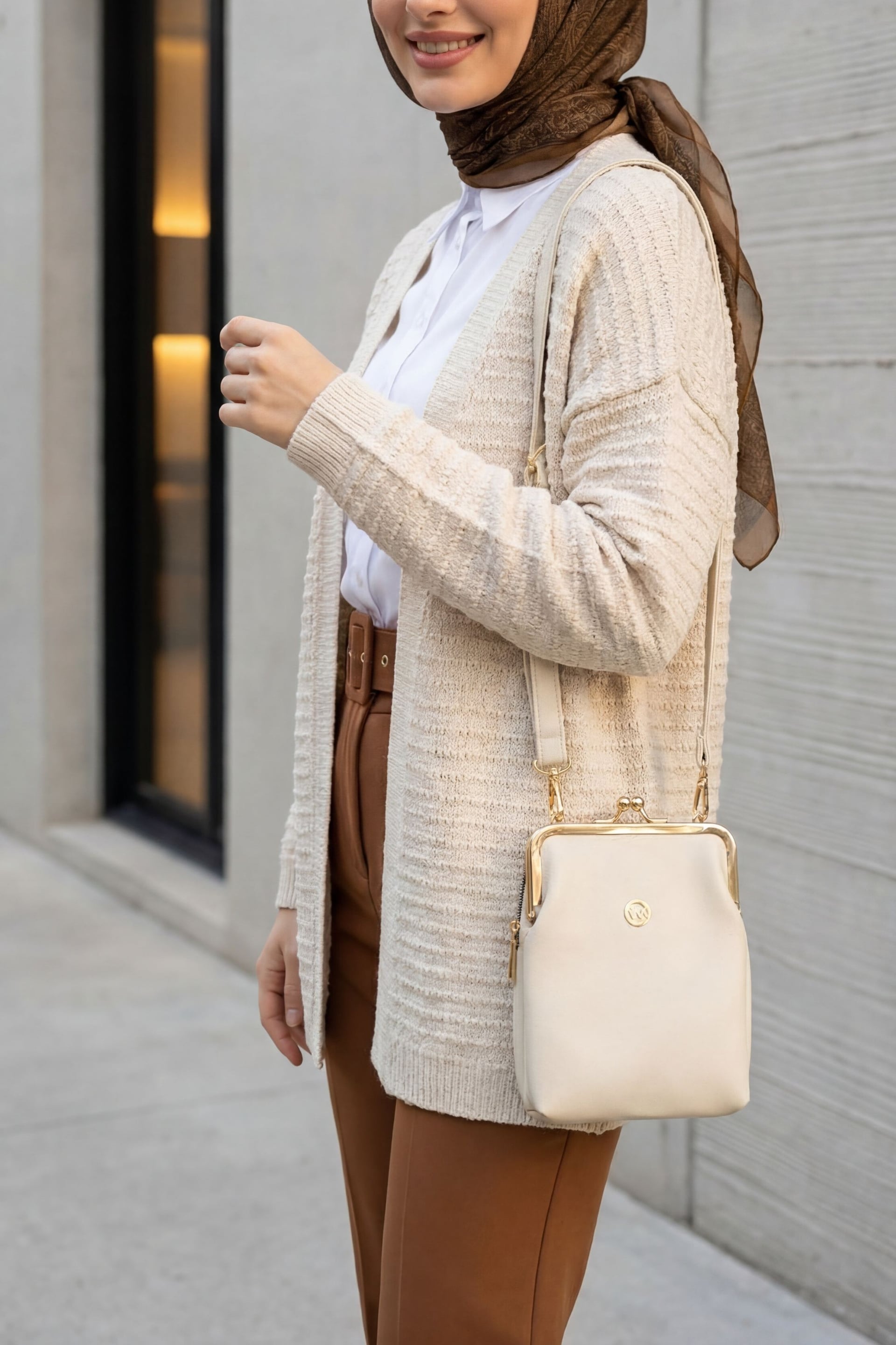 Pom Pom Detail Fine Knit Cardigan - Stone - Podyumplus - by Peralane - photo 3