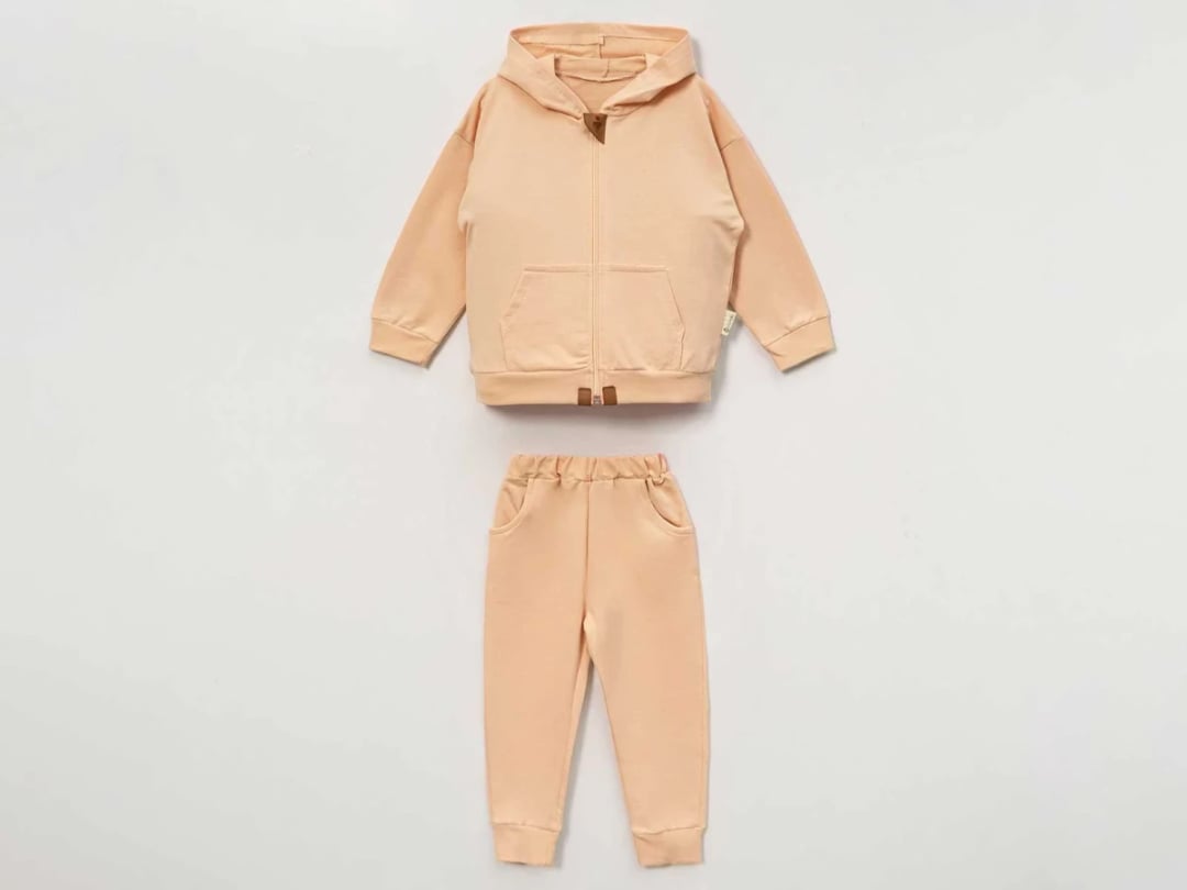 Girls' Hooded Jacket and Trousers Set with Logo - Vovido - by Peralane