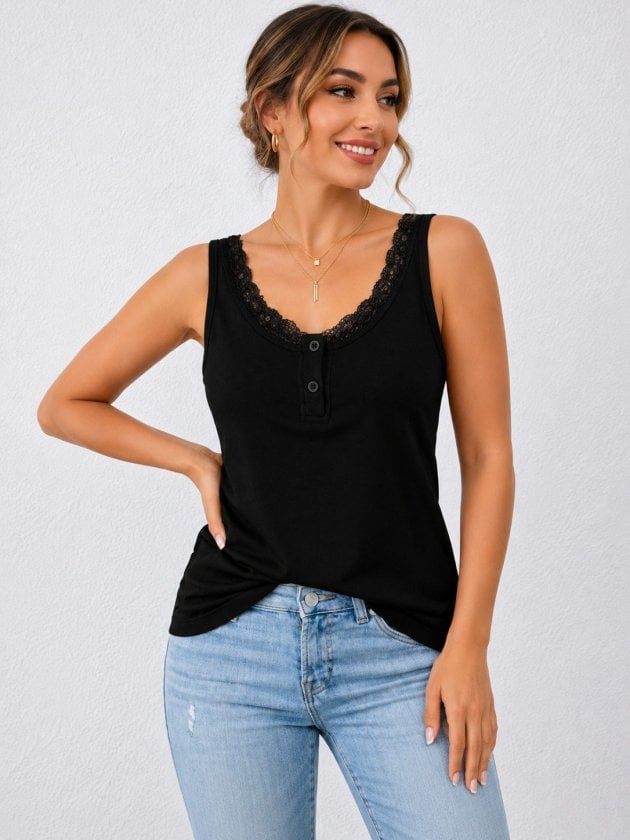 Women's Sleeveless Round Neck Button Viscose Blouse - Janes - by Peralane - photo 3