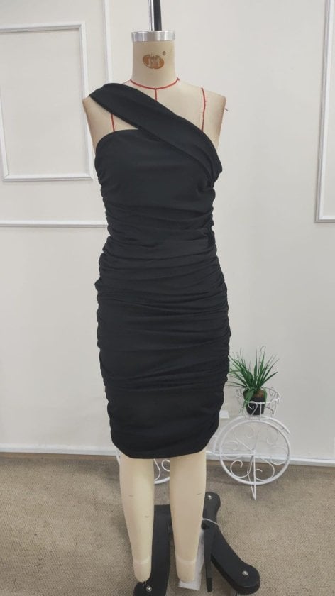 Women's One-Shoulder Ruched Short Jersey Dress - Janes - by Peralane - photo 8