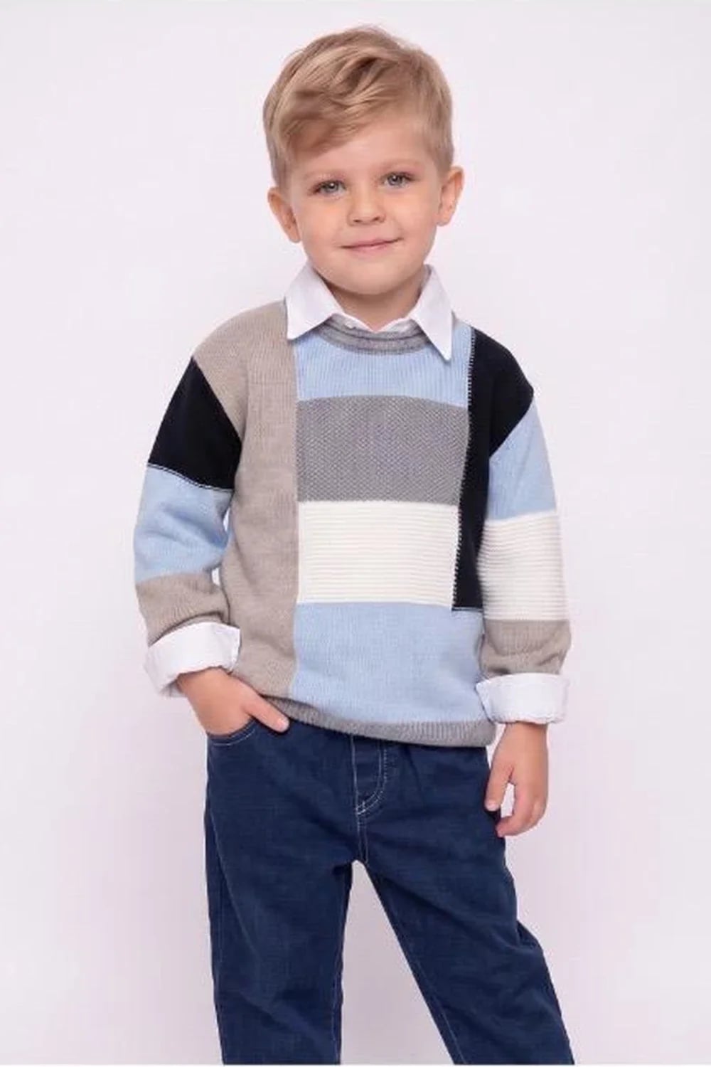 Boys' Knit Sweater Set - Color-Blocked Crew Neck - Has Bereket - by Peralane