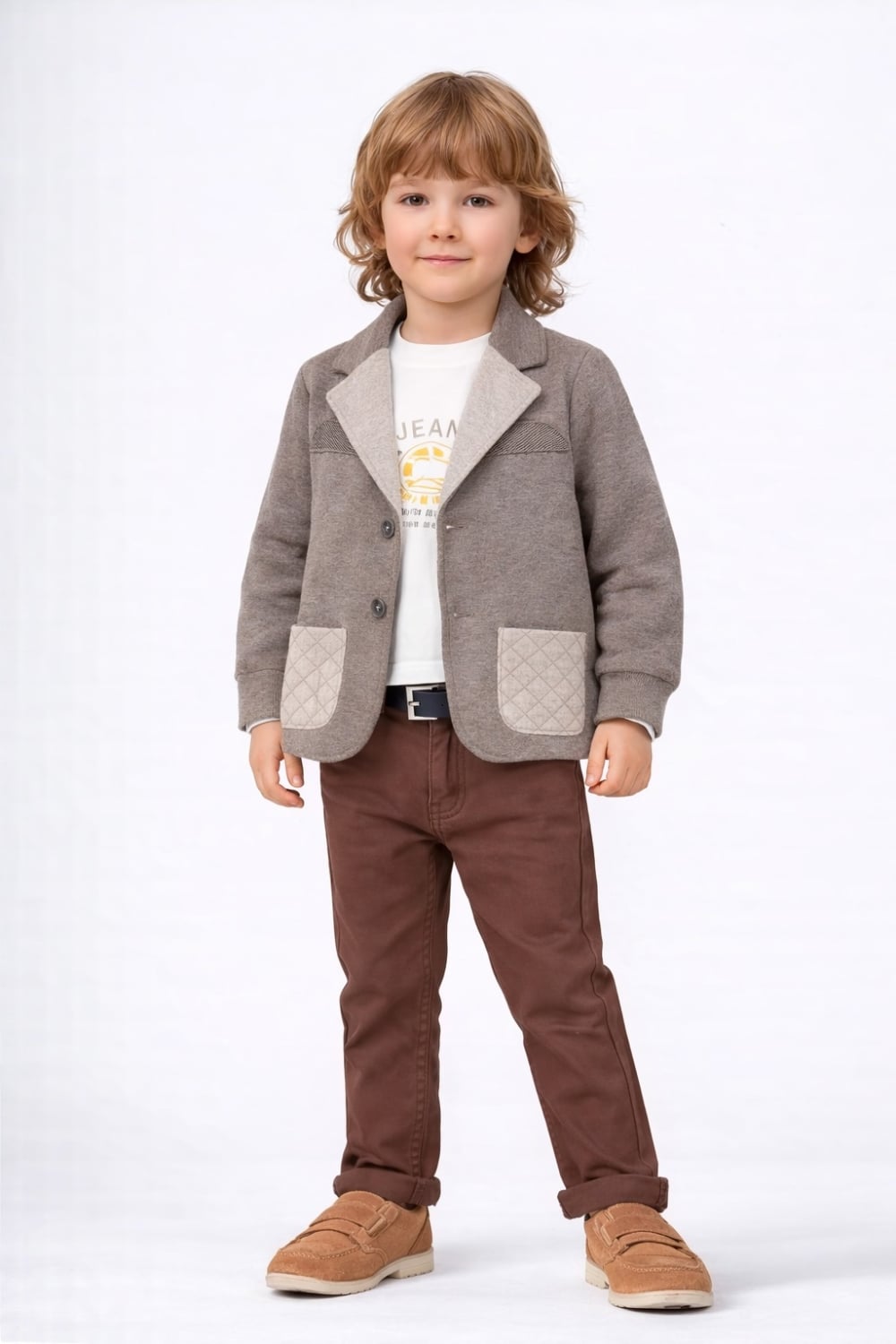 Boys' Taupe Grey Marl Suit Blazer - 4 Pack - Has Bereket - by Peralane