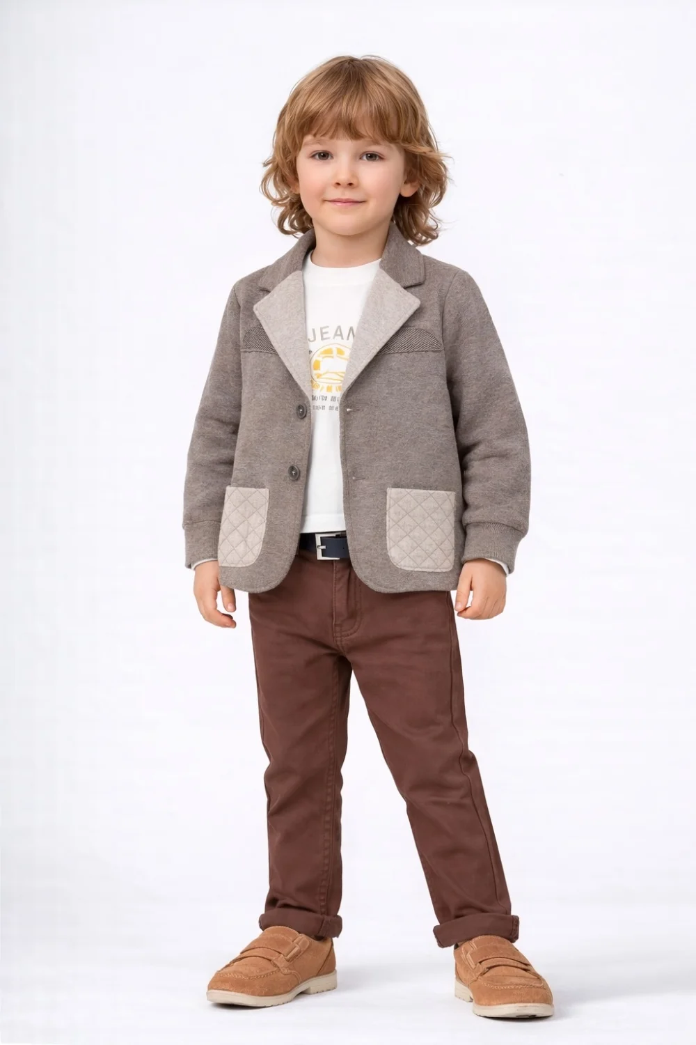 Boys' Taupe Grey Marl Suit Blazer - 4 Pack - Has Bereket - by Peralane