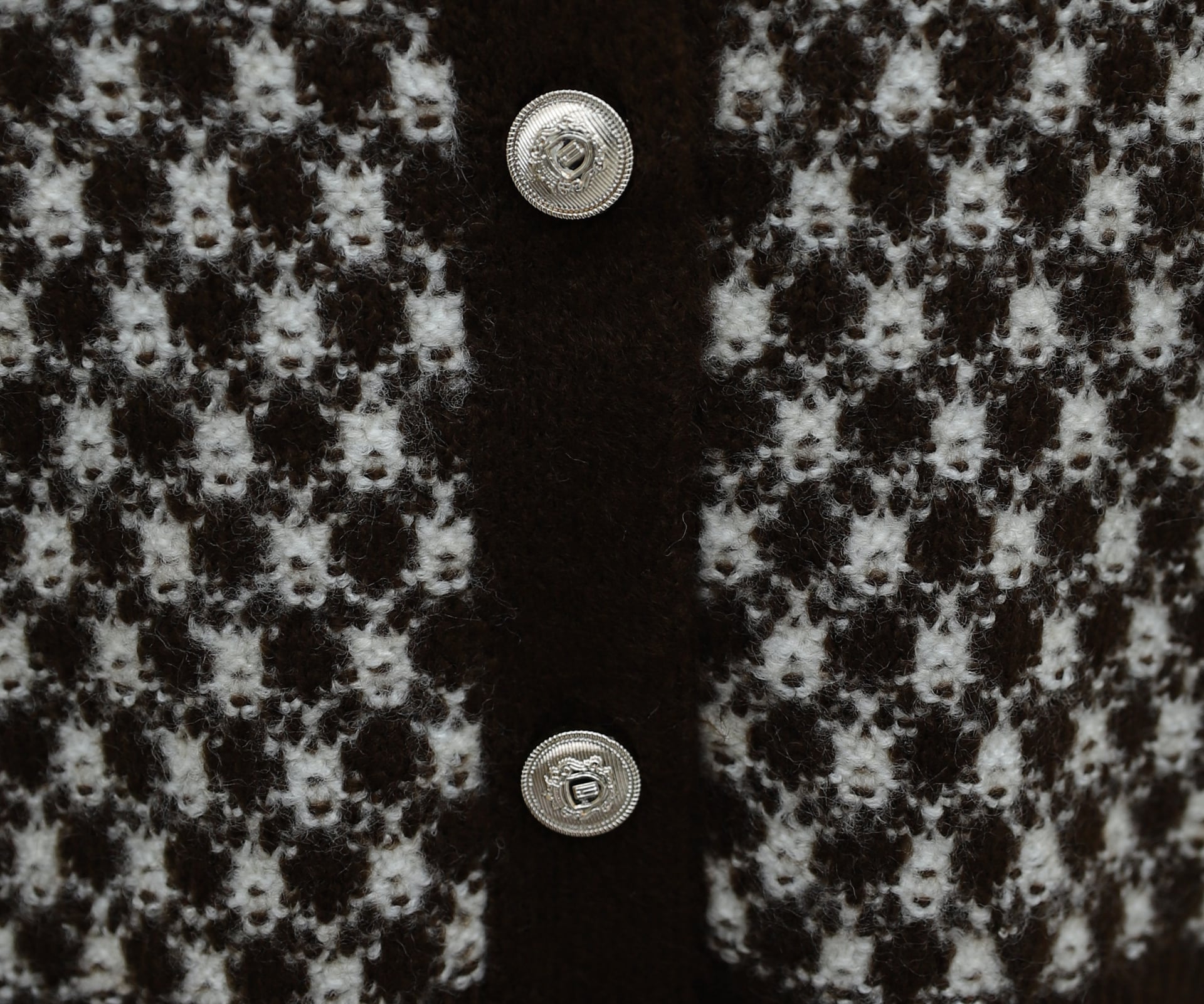 Round Neck Buttoned Patterned Knit Cardigan - Brown - Podyumplus - by Peralane - photo 7