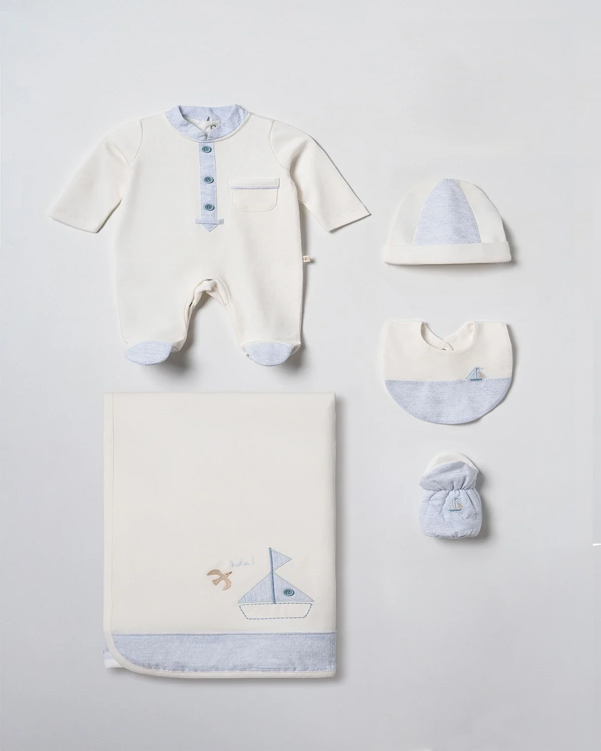 5-Piece Printed Baby Boy Romper and Blanket Set - 5309 - Ciccimbaby - by Peralane