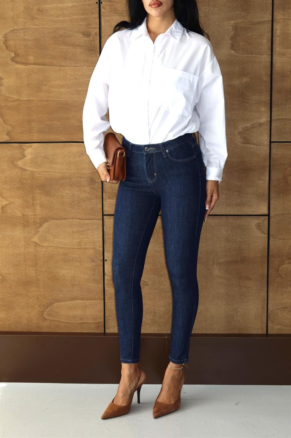 Women's Dark Blue Skinny Fit Mid-Rise Jeans - Lacarino Jeans - by Peralane - photo 5
