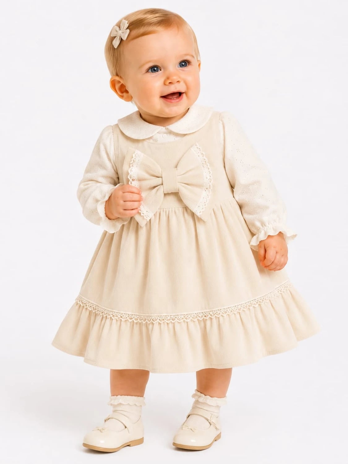 Sholin Baby Girl Dress with Lace Trim - 1046 - Serkon Baby - by Peralane