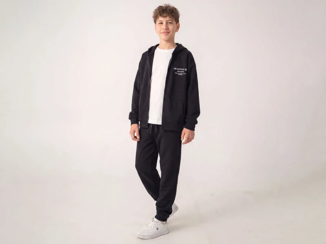Active Printed Zip Hoodie and Trousers Boys' Set - Ruhat Kids - by Peralane