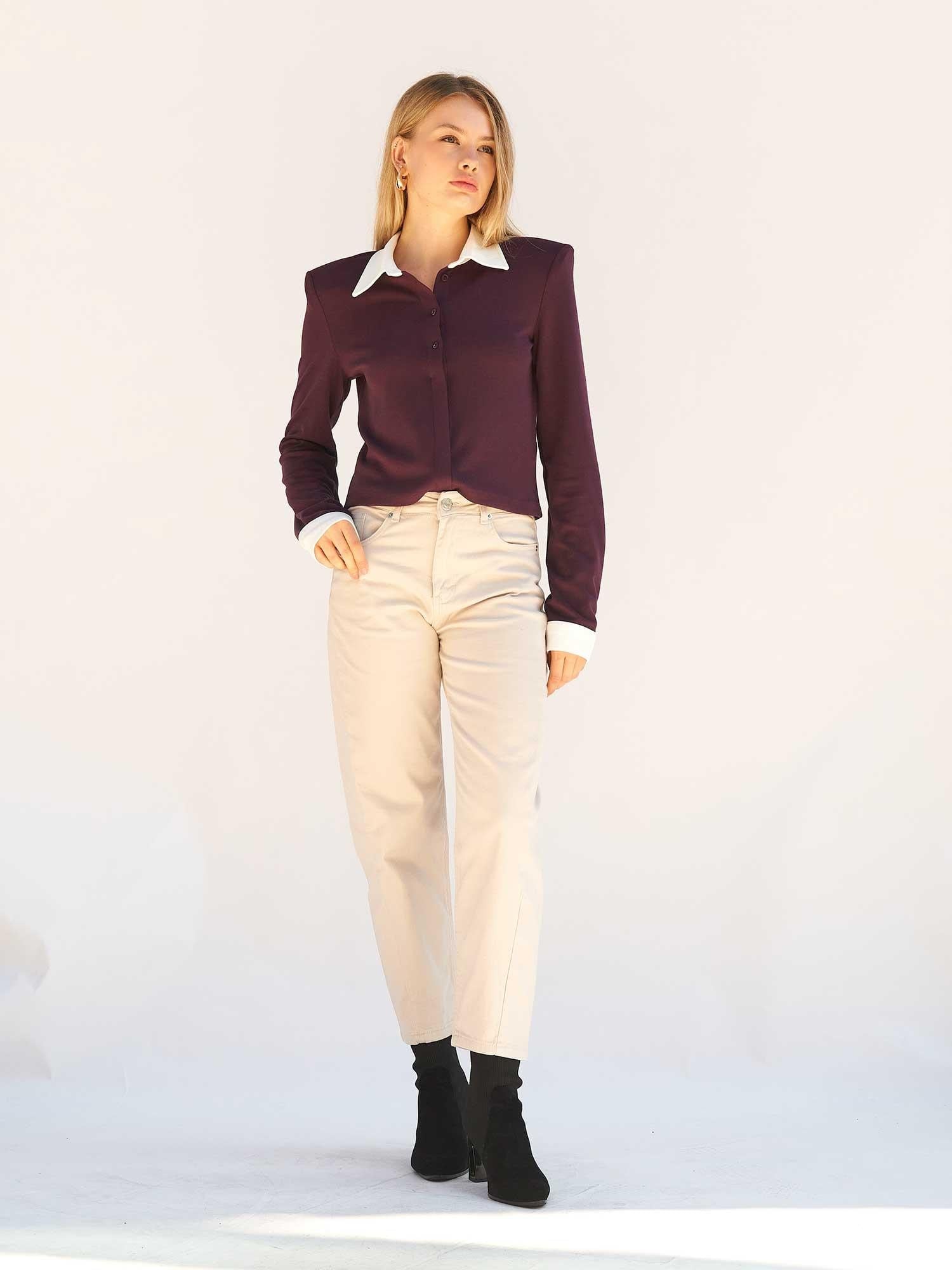 Straight Leg Cotton Gabardine Trousers - Grey - Lefon - by Peralane - photo 2