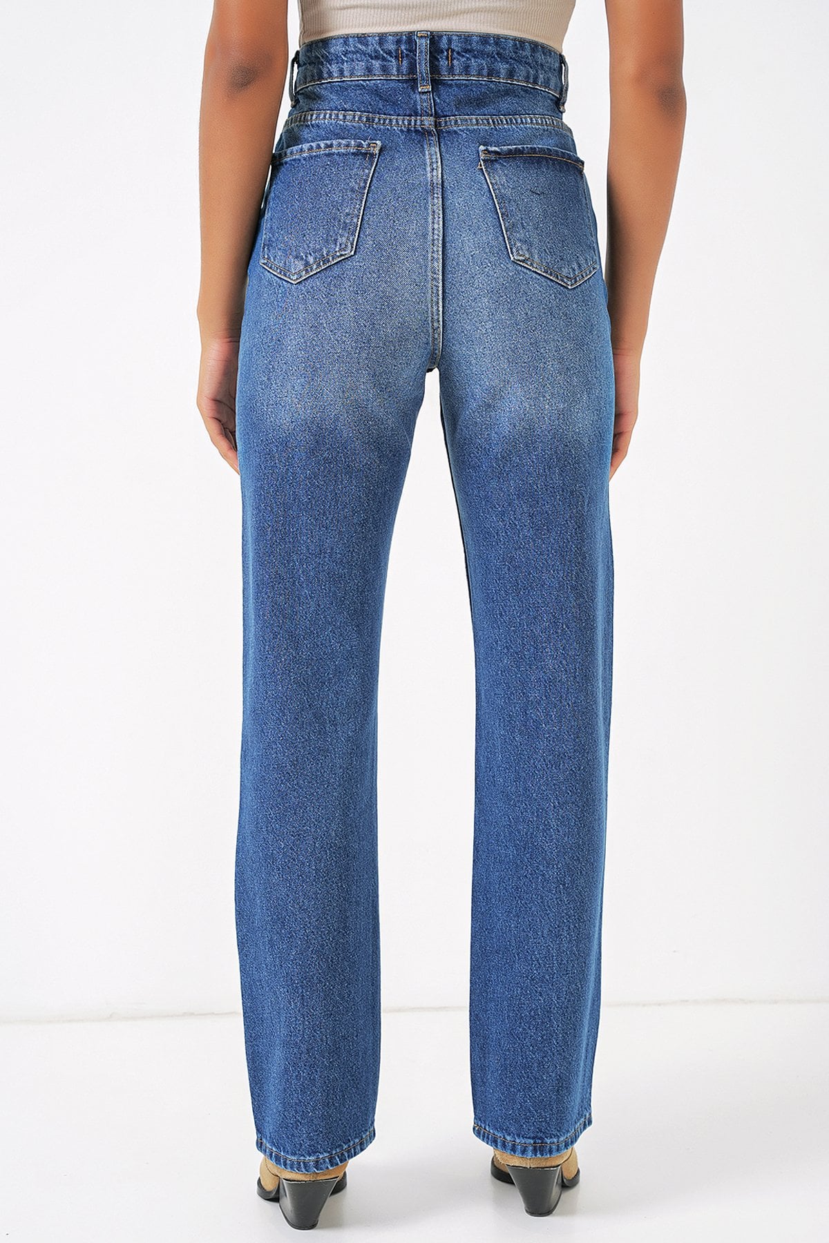 Wide Leg Denim Jeans - Blue - Bigdart - by Peralane - photo 3