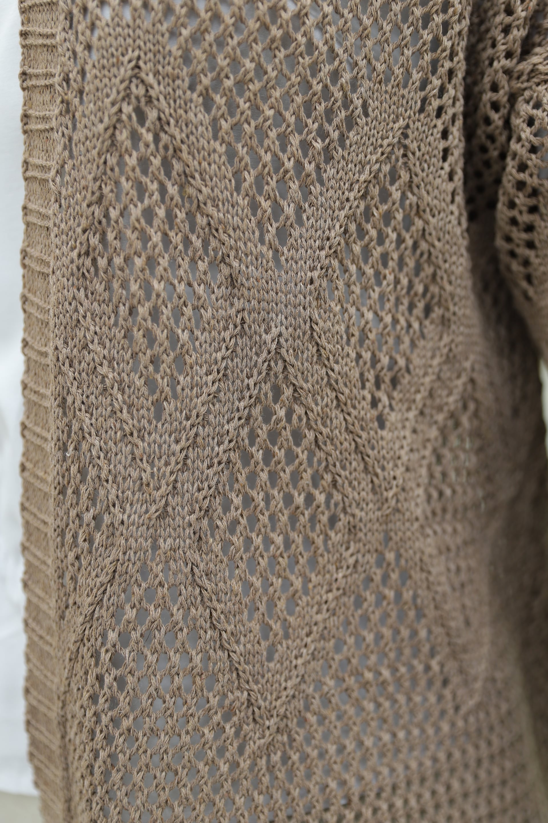 Diamond Pattern Openwork Knit Cardigan - Light Brown - Podyumplus - by Peralane - photo 6