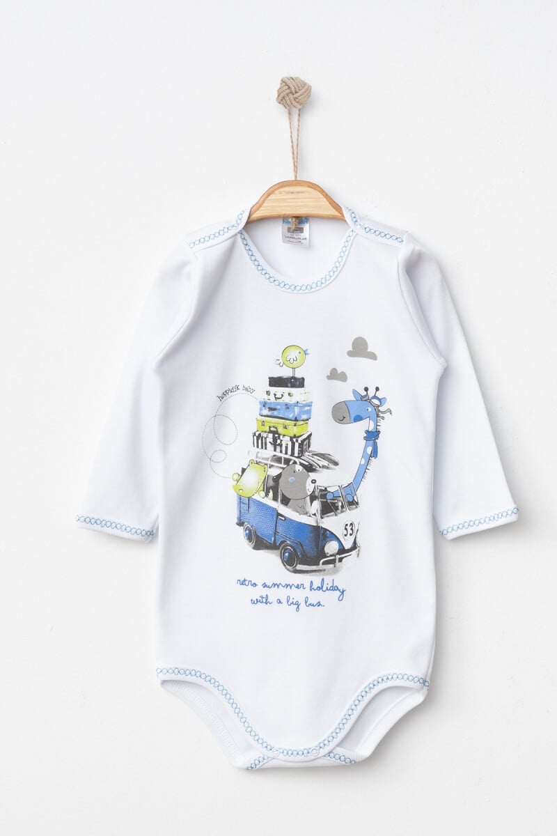 Unisex Kids Long-Sleeved Bodysuit 2-4Y 2017-7173 - Blue - Hoppidik - by Peralane