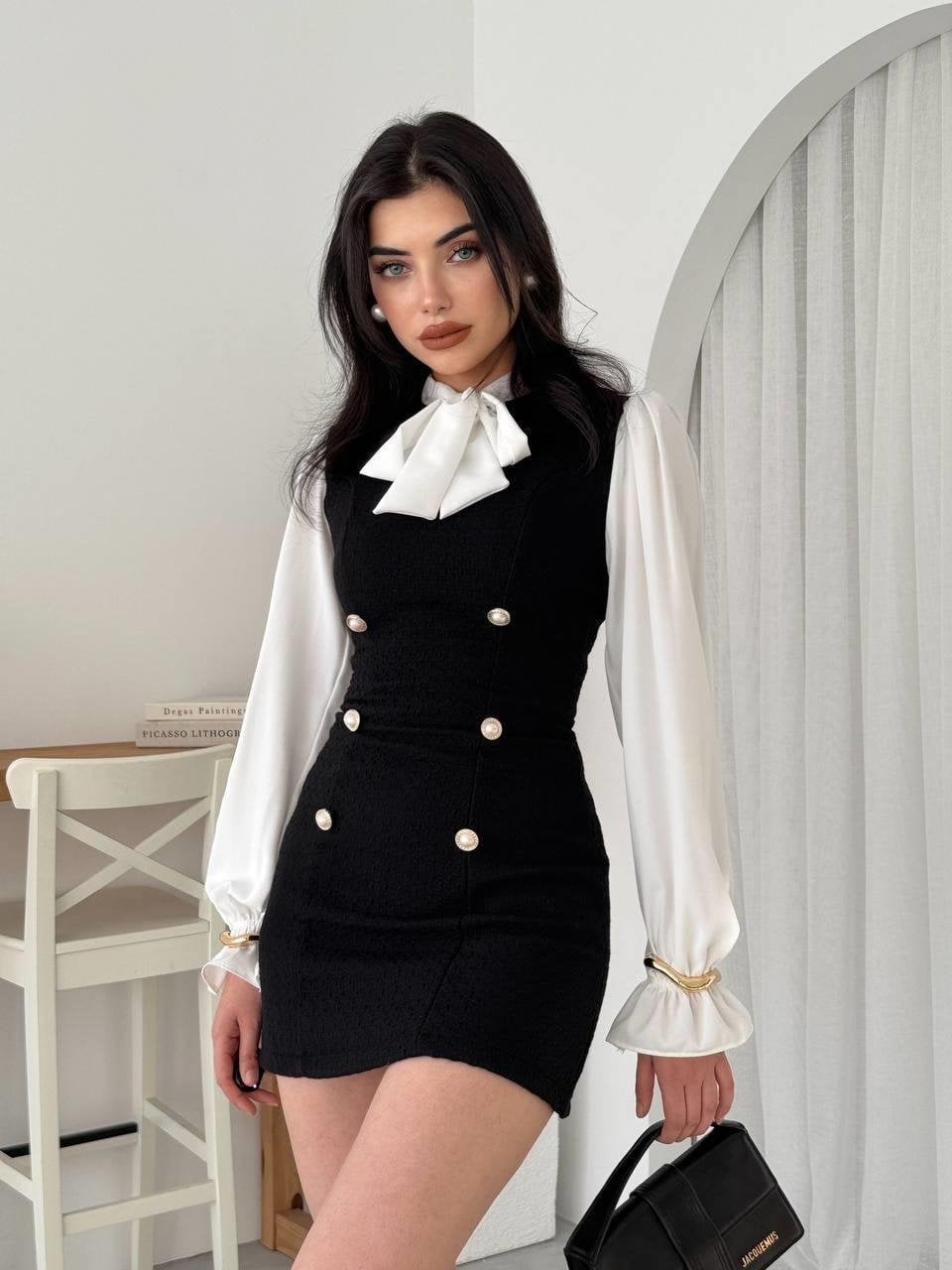 Galafi Collar Mini Dress with Ruffled Blouse - Black (Pack of 6) - Etika - by Peralane - photo 3