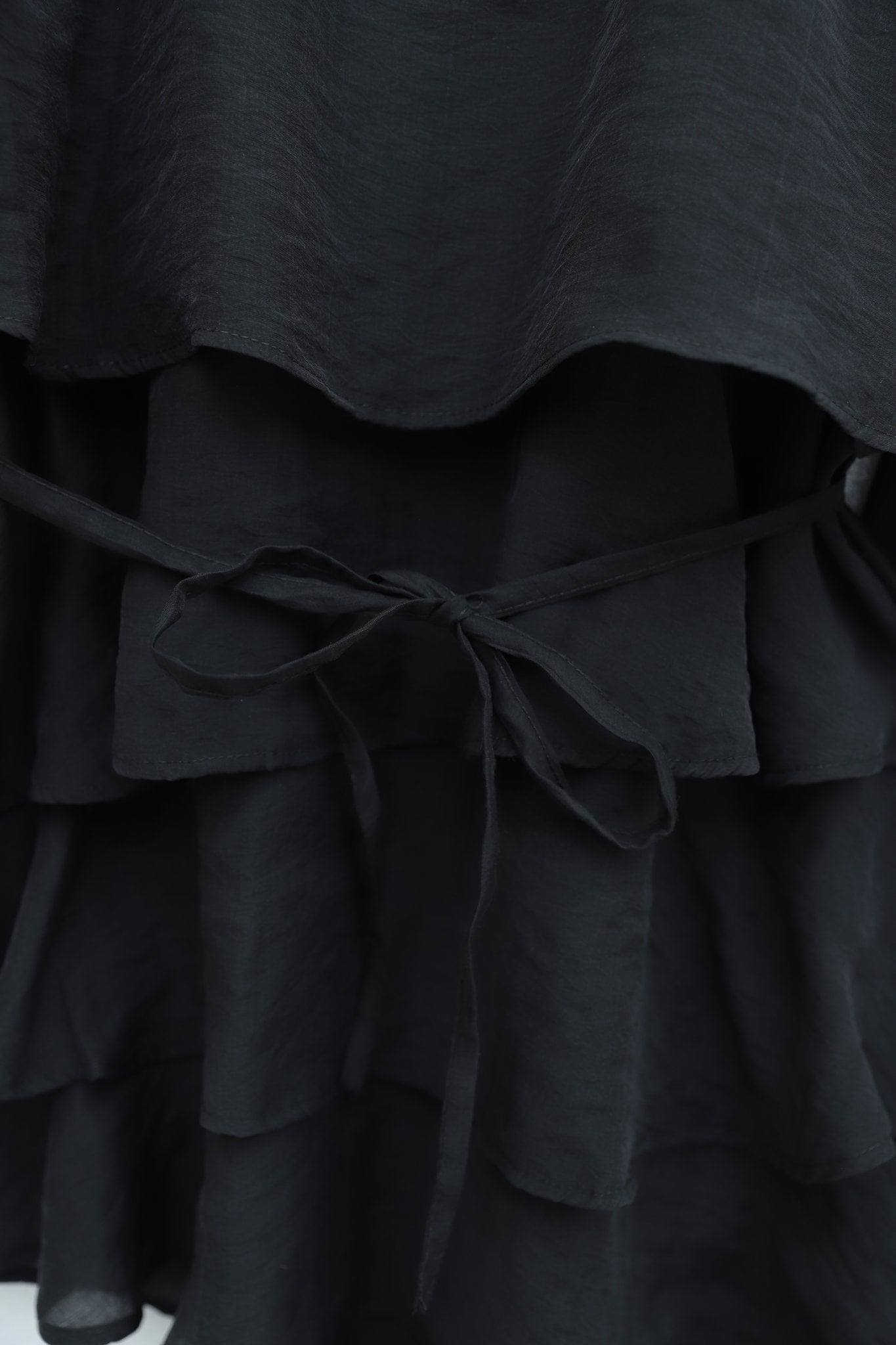 Asymmetric Layered Lace-Up Trousers Lined Cupro Co-ord Set - Black - Podyumplus - by Peralane - photo 9