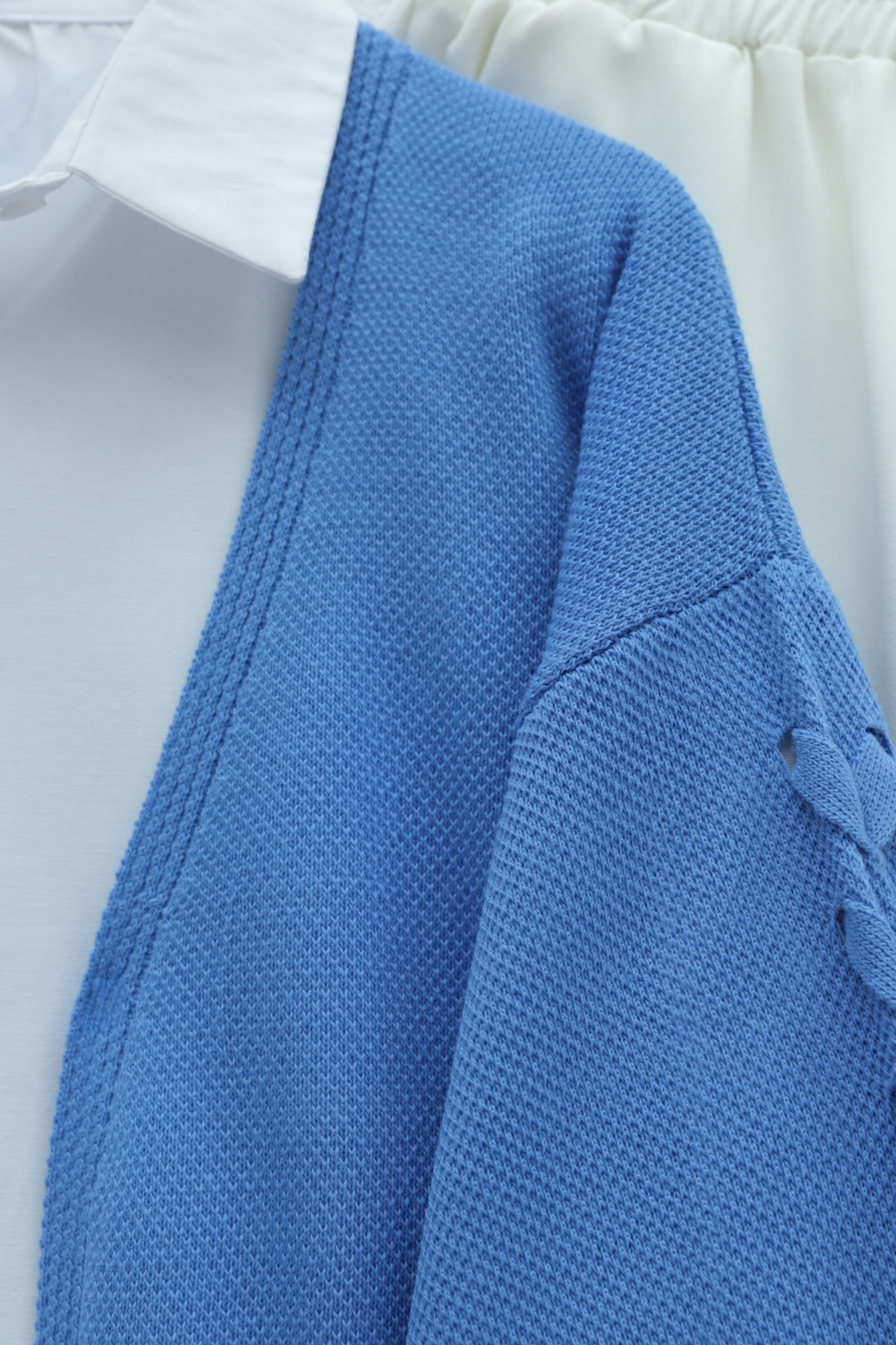 Blue Knit Cardigan with Braided Sleeve Detail - Podyumplus - by Peralane - photo 6