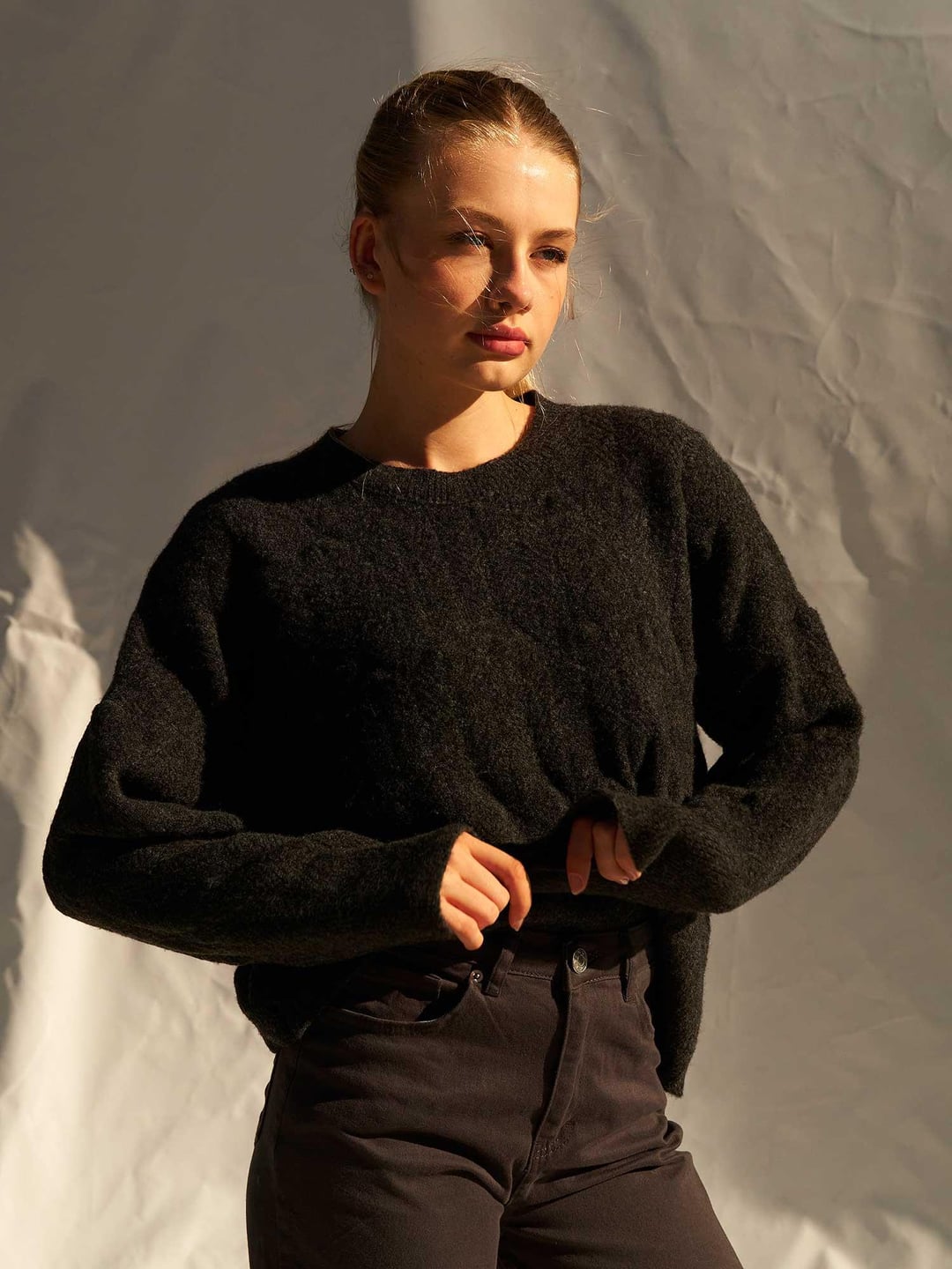 Crew Neck Oversized Openwork Knit Sweater - Lefon - by Peralane - photo 6