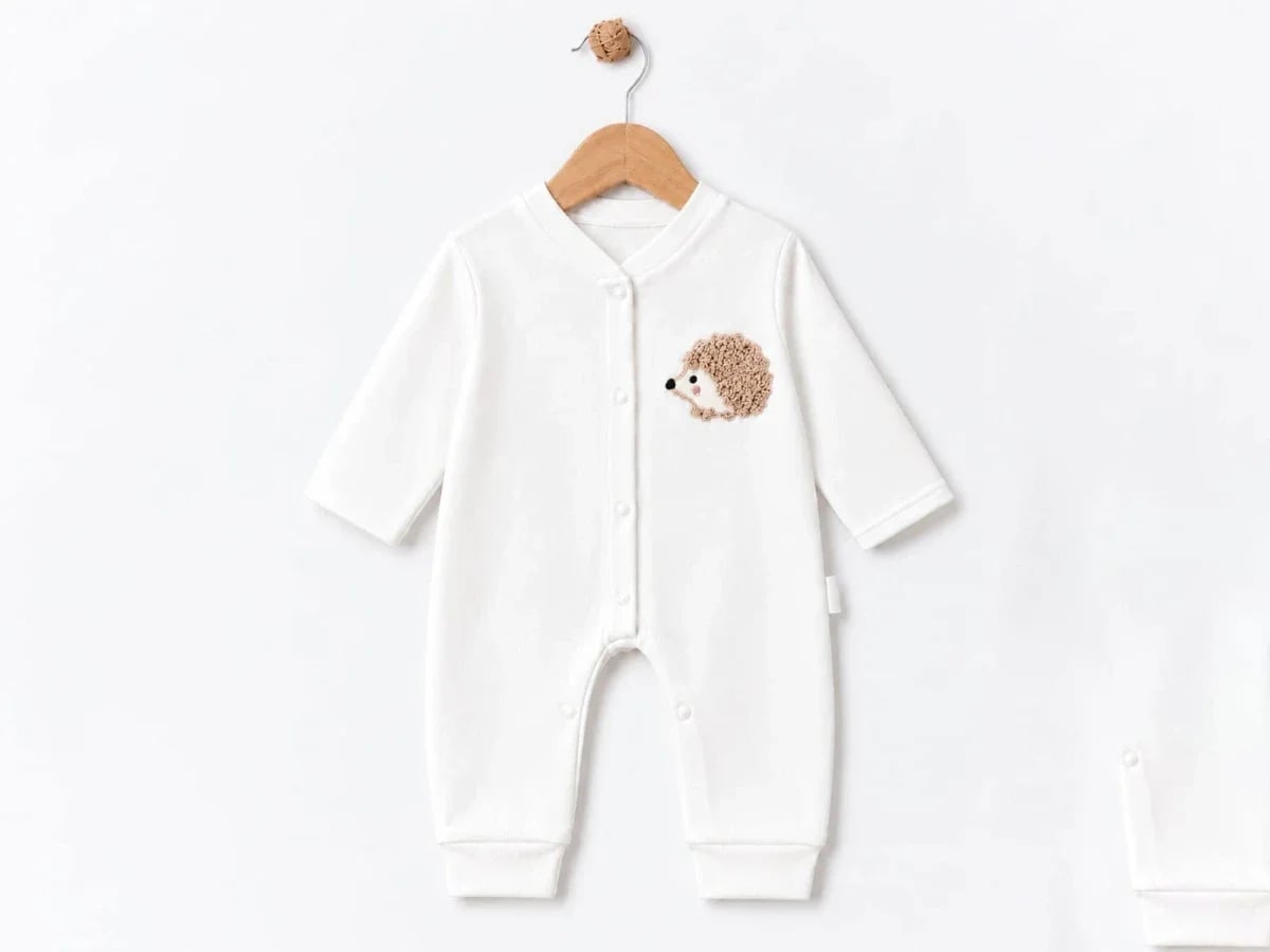White Hedgehog Applique Baby Bodysuit - Pack of 3 - Supermini - by Peralane