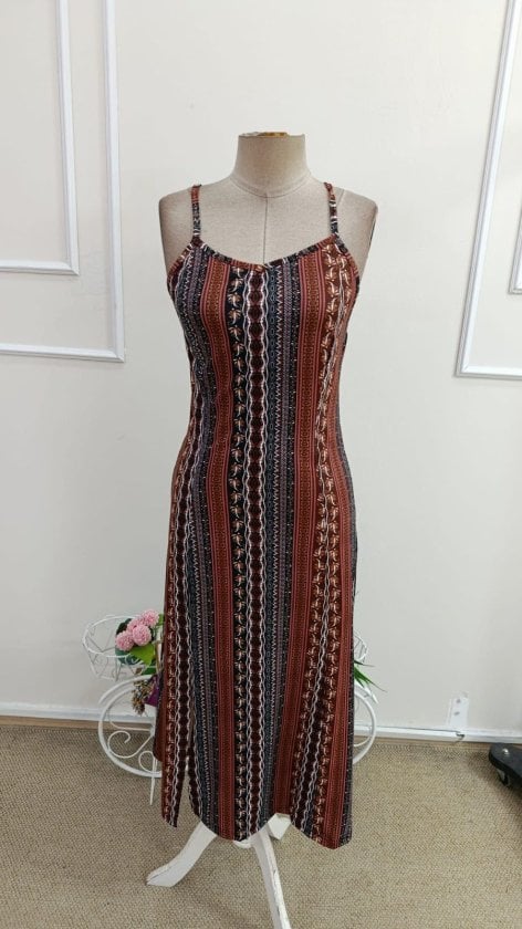 Women's Spaghetti Strap V-Neck Printed Slit Maxi Dress - Janes - by Peralane - photo 4