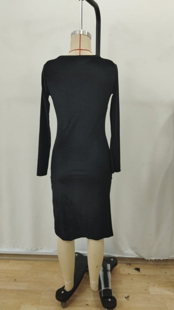 Women's Long Sleeve Wrap V-Neck Midi Velvet Dress with Side Ruched Detail - Janes - by Peralane - photo 5