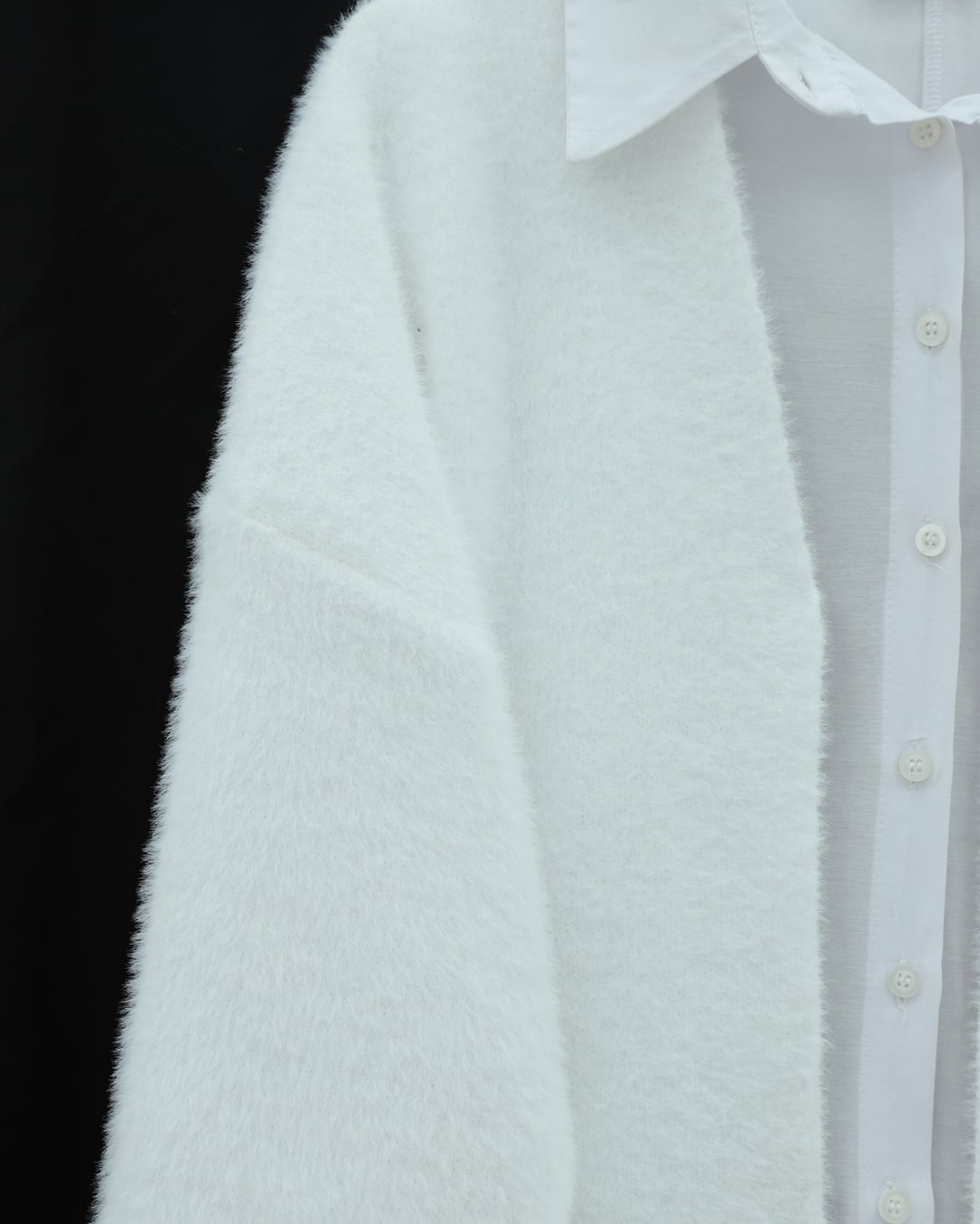 Long Fuzzy Cardigan for Women - White - Podyumplus - by Peralane - photo 4