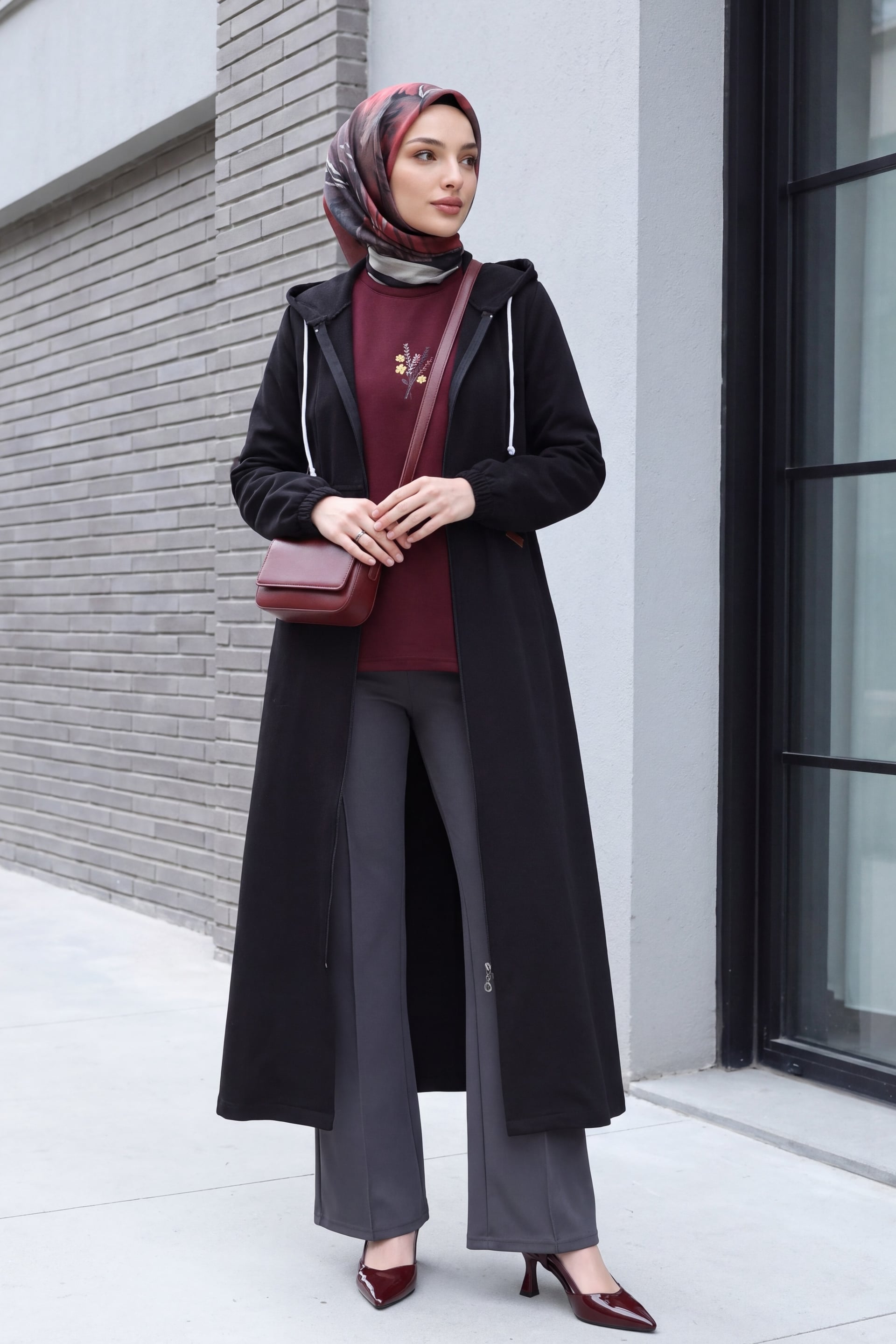 Side Pocket Zip Hooded Denim Jacket - Black - Podyumplus - by Peralane - photo 3