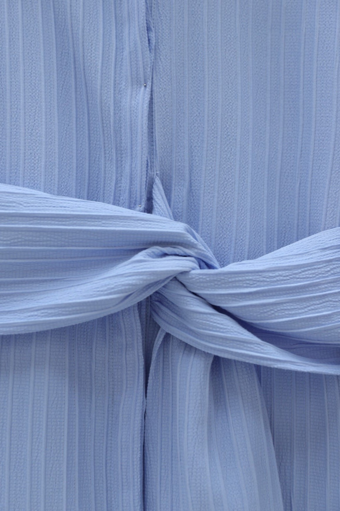 Tie-Waist Ribbed Crinkle Blouse - Ice Blue - Podyumplus - by Peralane - photo 9