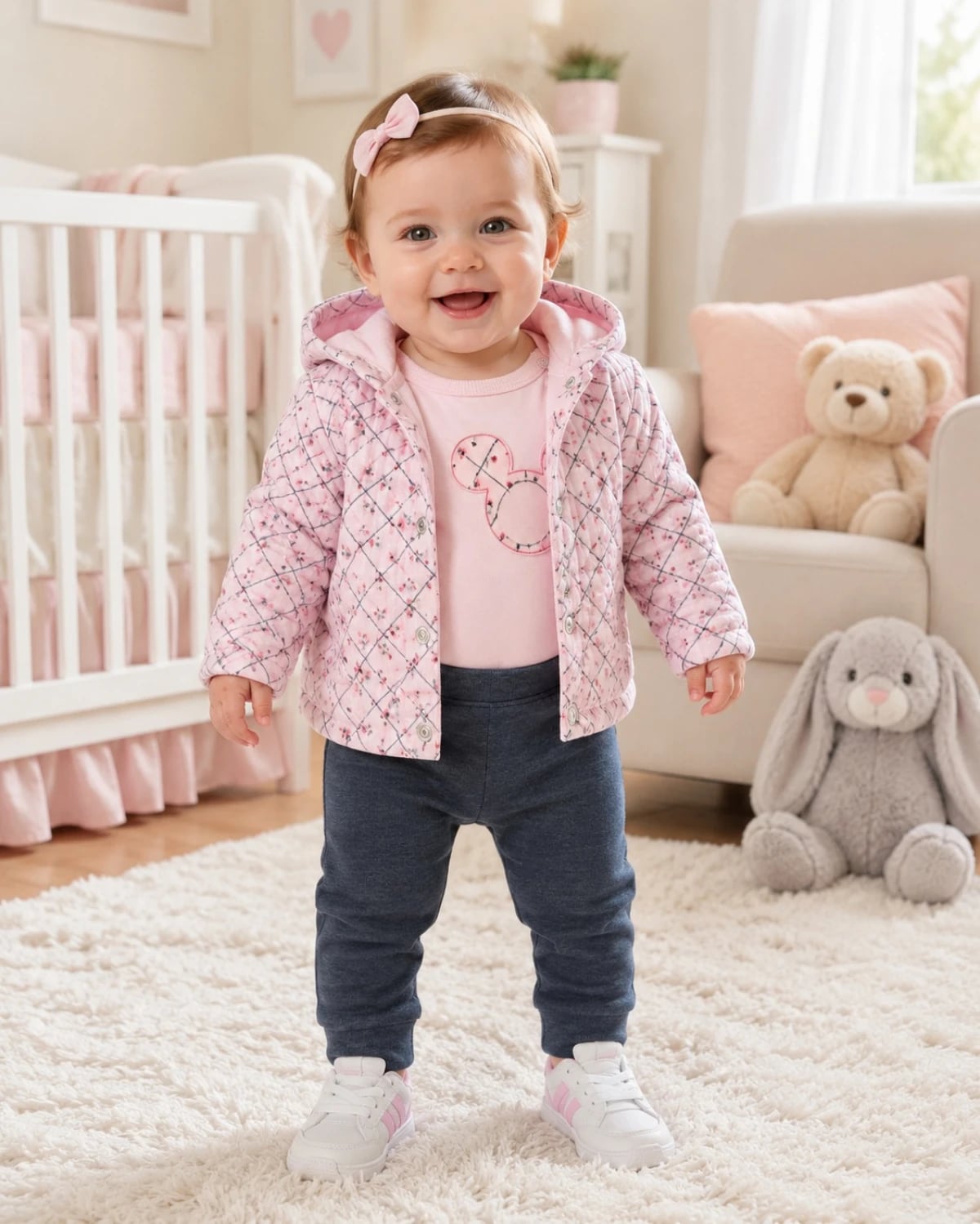 Baby Girls' Quilted Jacket, Top and Trousers 3-Piece Set - Pink - Has Bereket - by Peralane