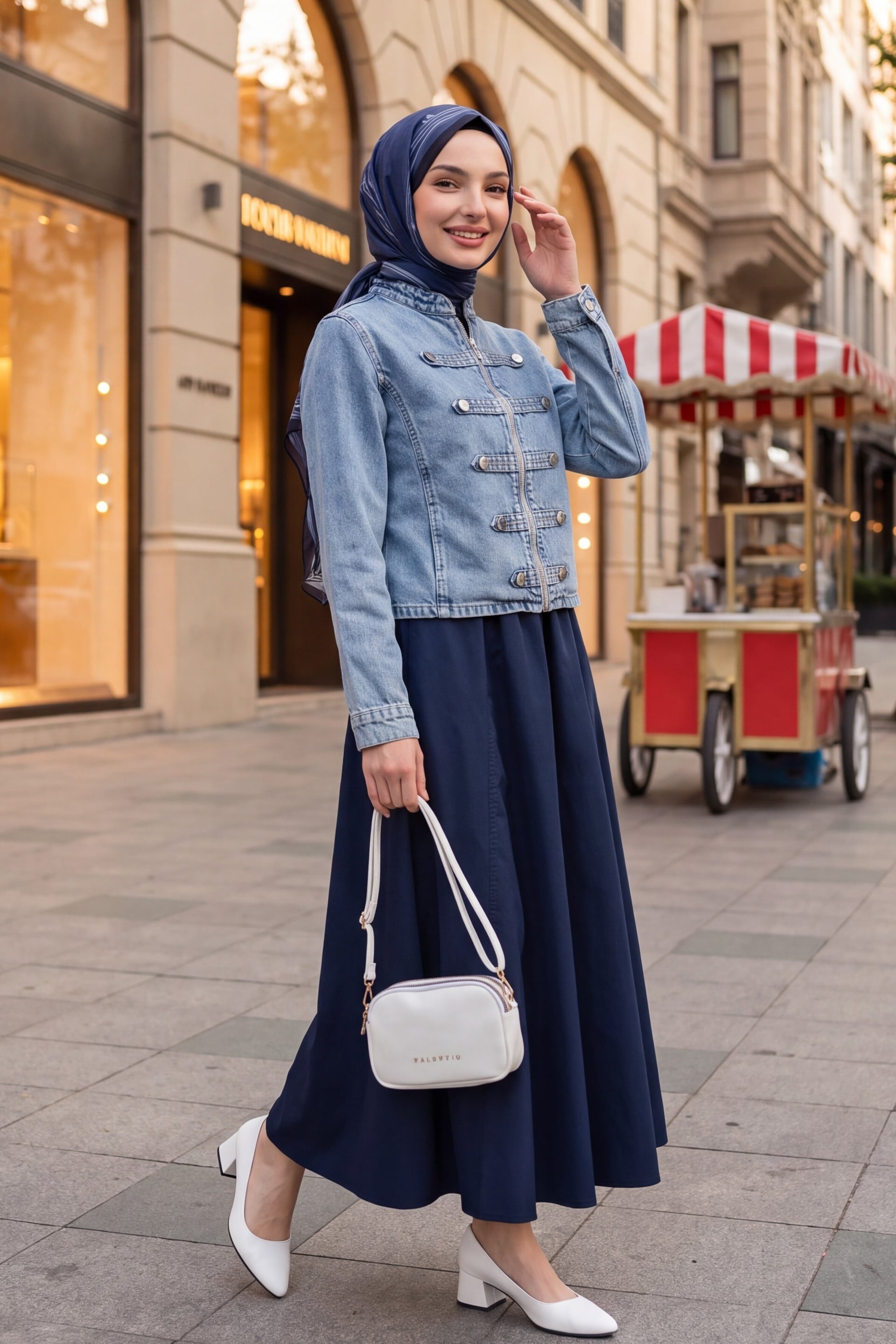 Women's Button Detail Denim Jacket 0771 - Blue - Bigdart - by Peralane - photo 4
