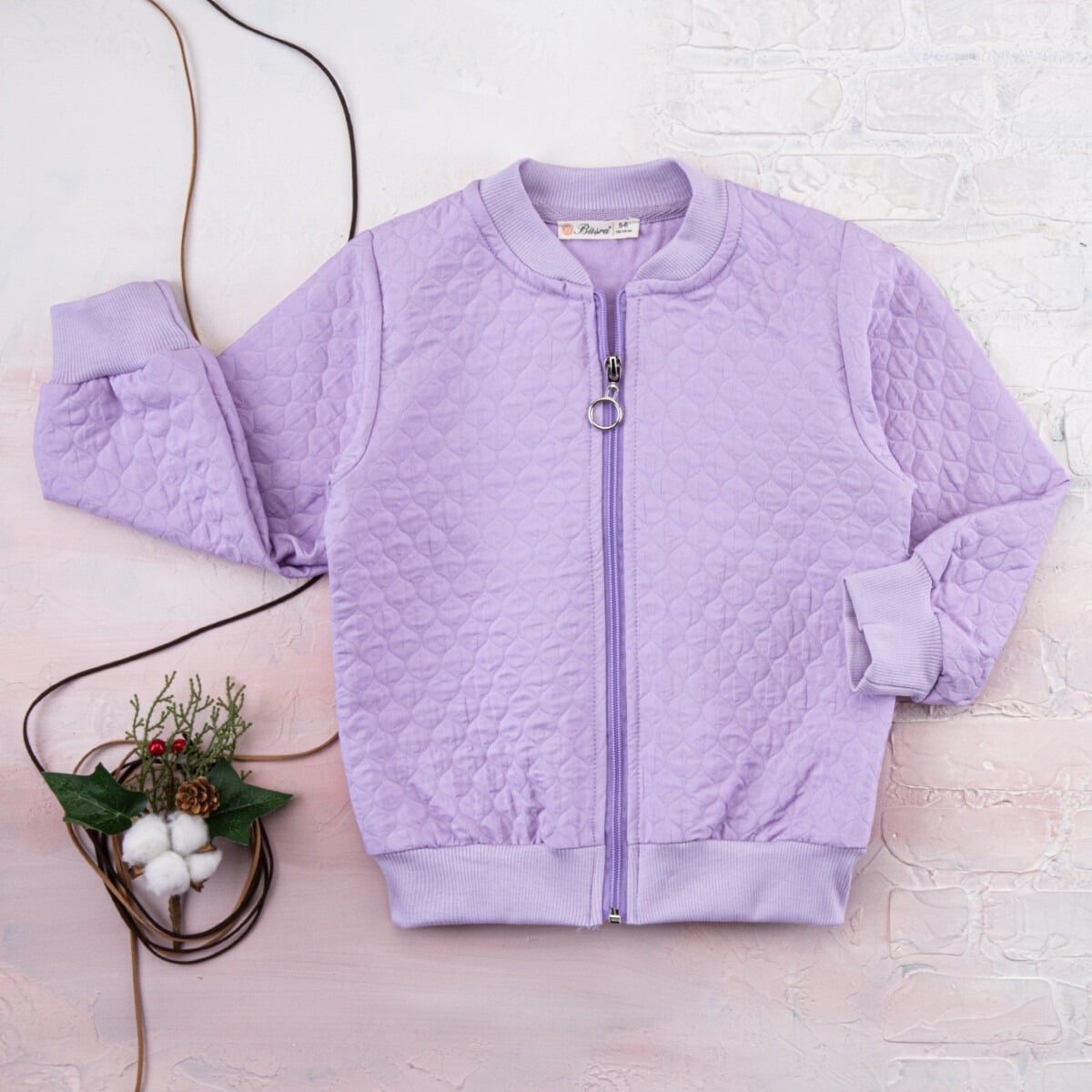 Quilted Bomber Jacket for Girls - Brick Red (Pack of 4) - Busra Bebe - by Peralane