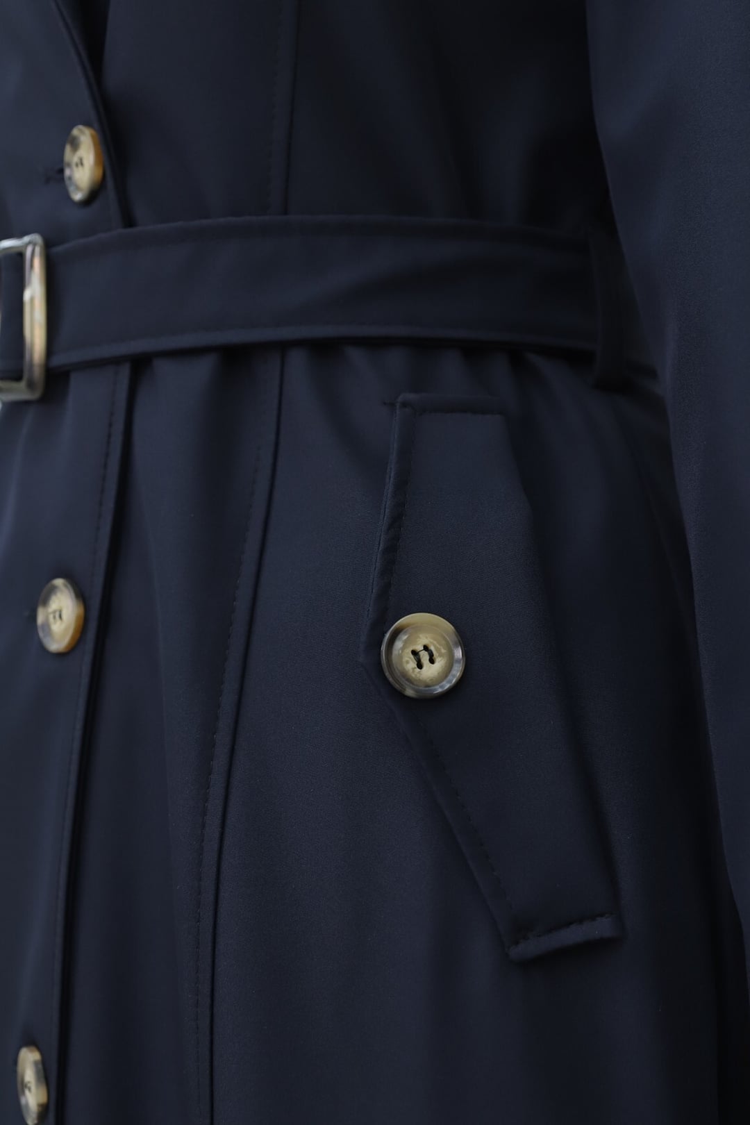 Double-Breasted Belted Trench Coat - Navy - Podyumplus - by Peralane - photo 7