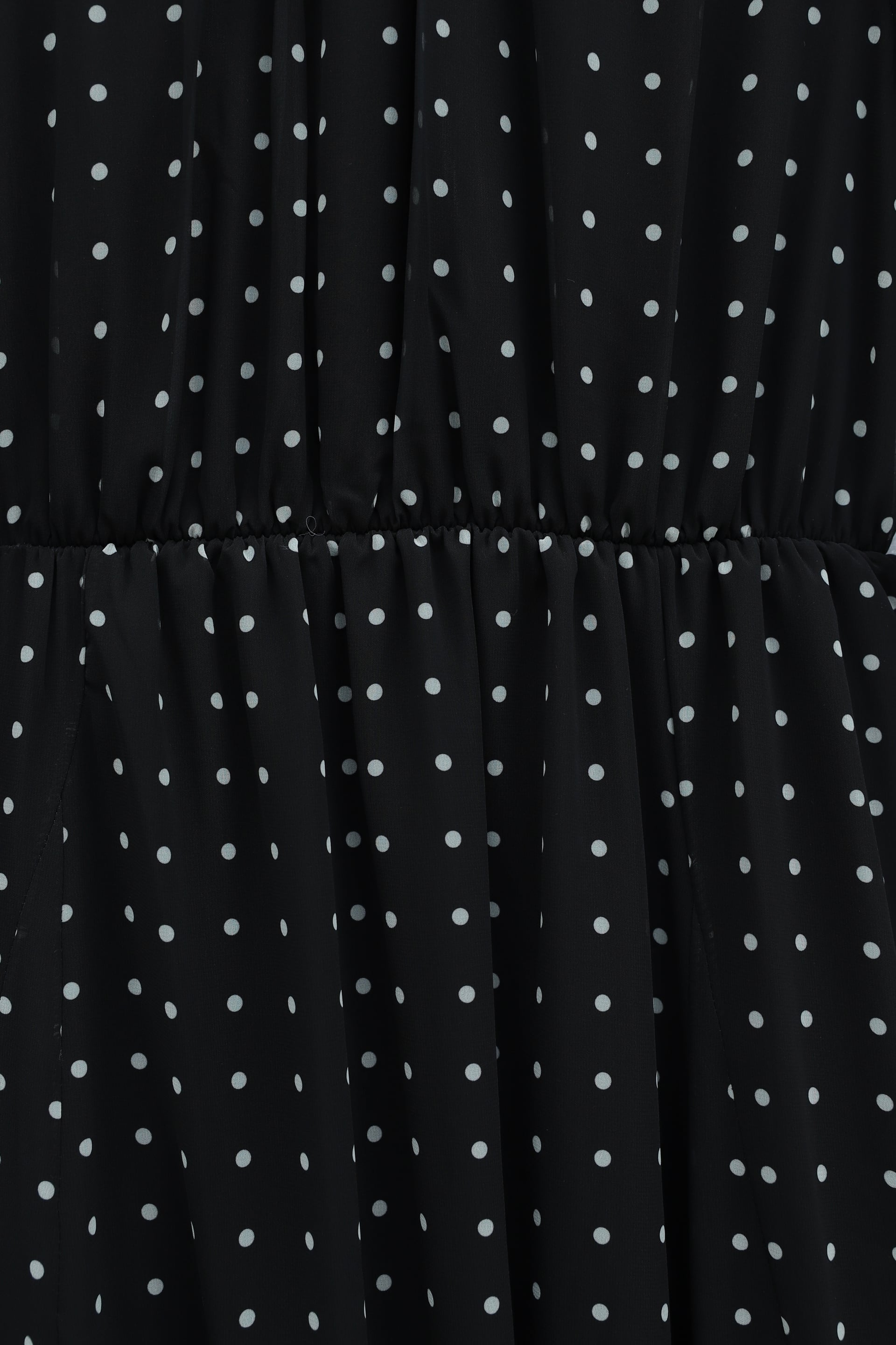 Lined Elasticated Waist Polka Dot Long Chiffon Dress - Black - Podyumplus - by Peralane - photo 6