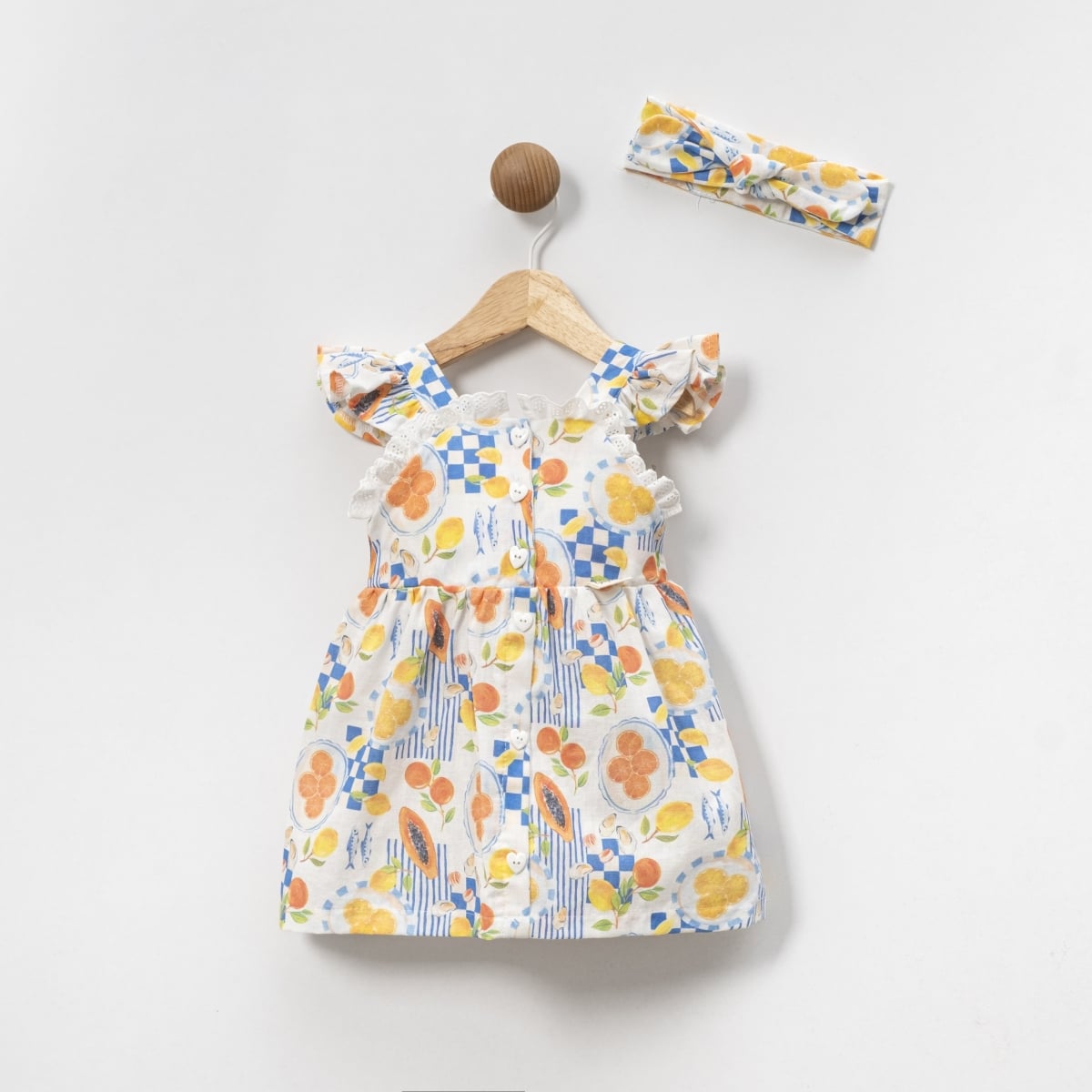 Ruffle Dress with Headband - Fruit Print - Popshops - by Peralane